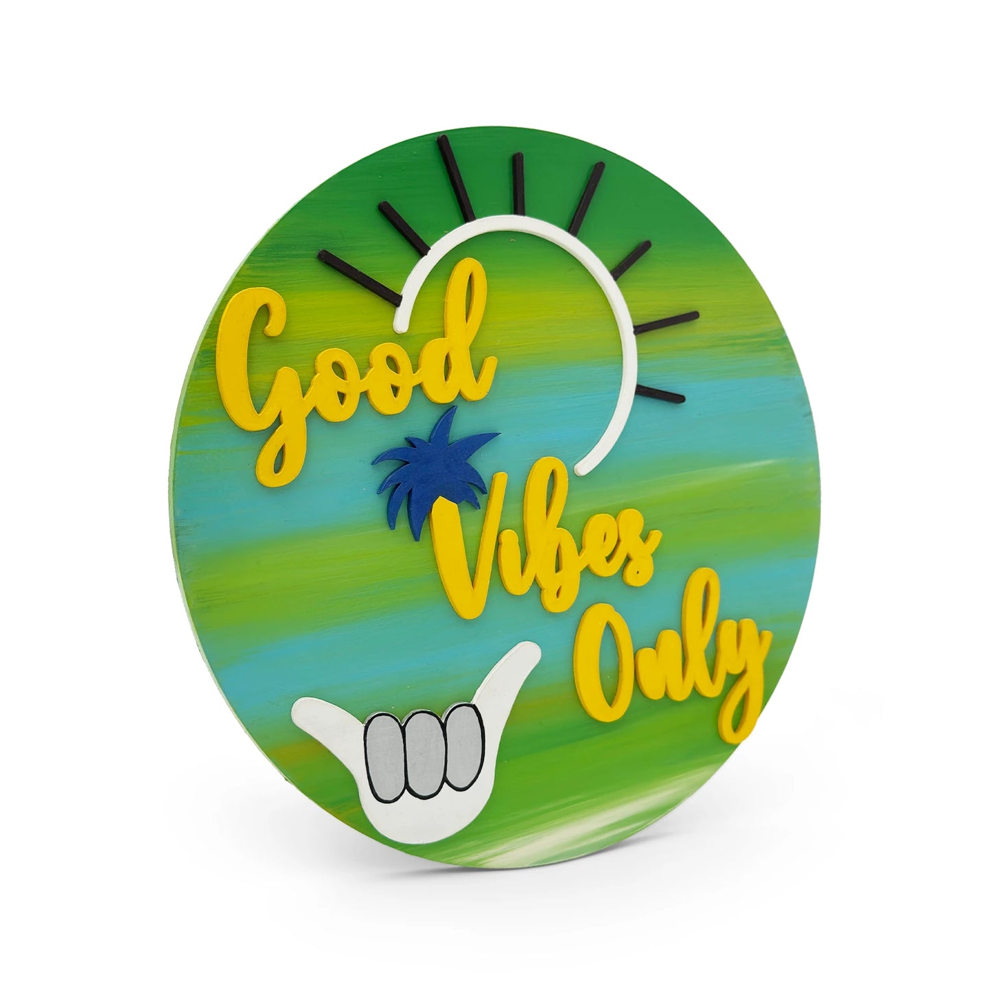 Good Vibes Only Hand-Painted Wooden Wall Hanging in Beach Theme