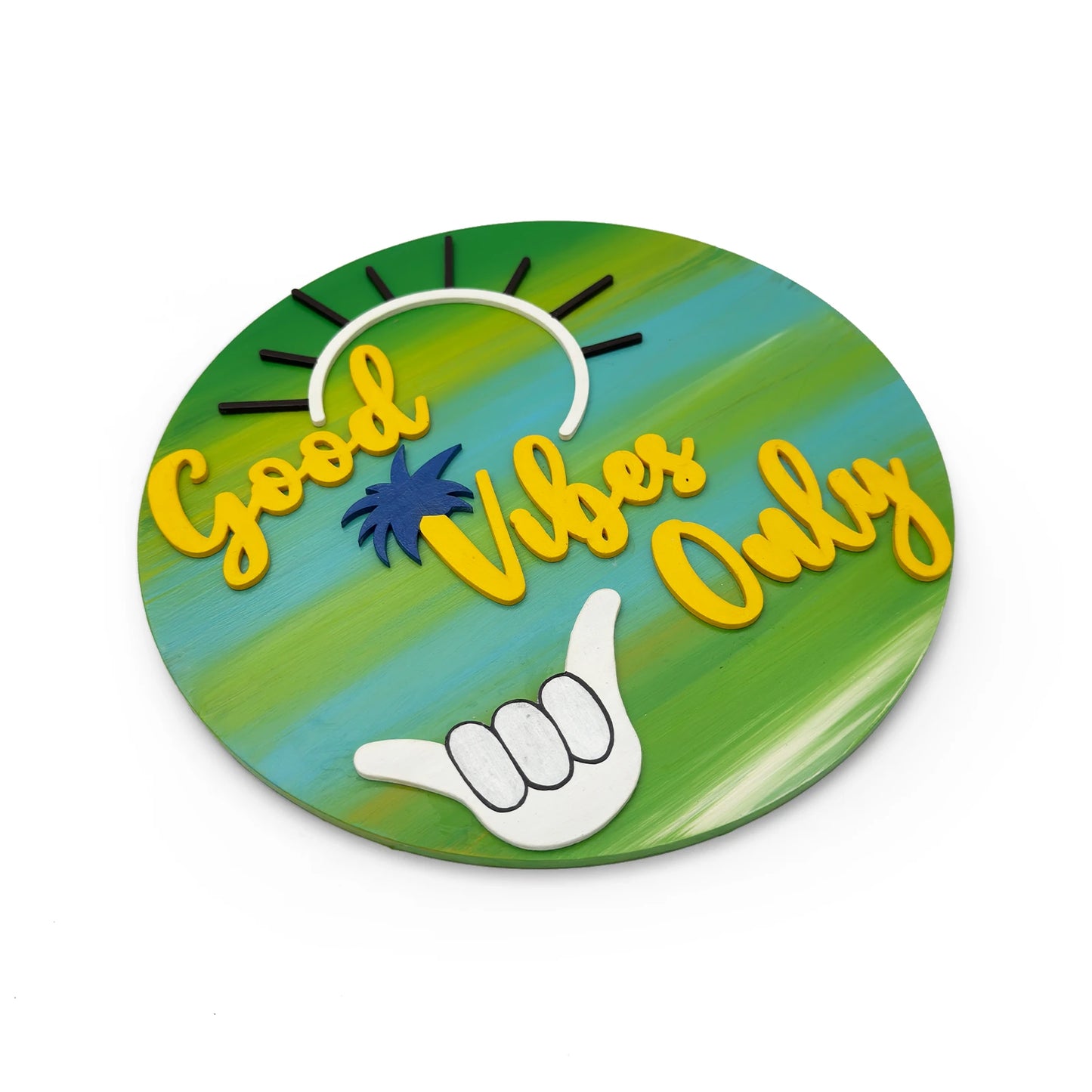 Good Vibes Only Hand-Painted Wooden Wall Hanging in Beach Theme