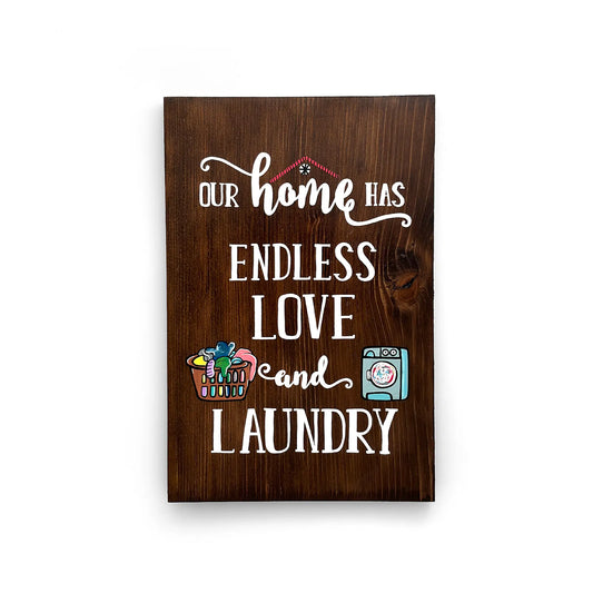 Endless Love & Laundry Hand-Painted Wooden Wall Hanging