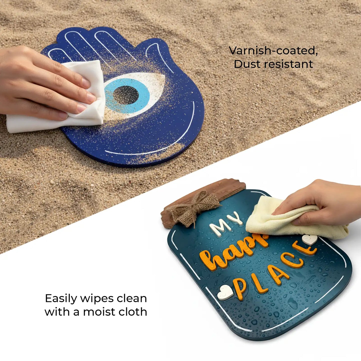 Start Each Day With A Happy Heart Hand-Painted Wooden Wall Hanging