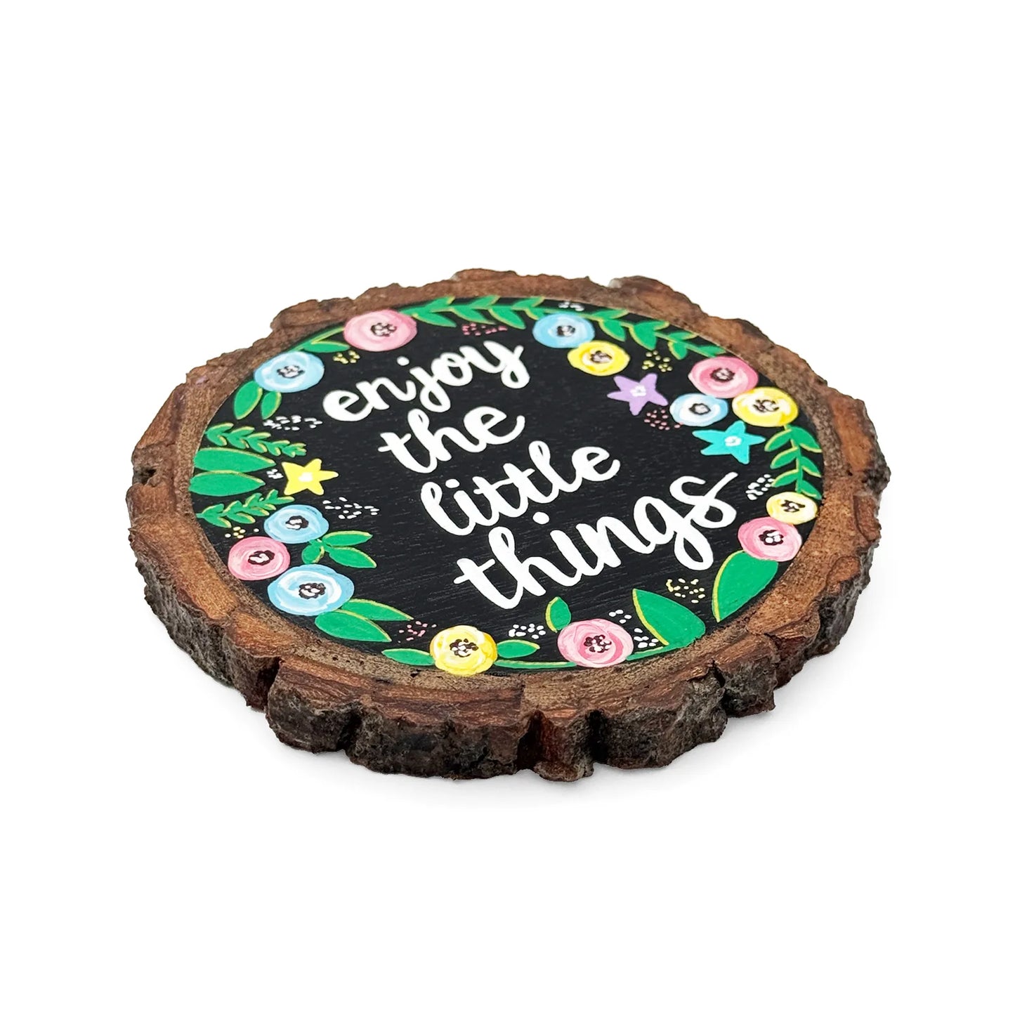 Enjoy The Little Things Hand-Painted Wooden Coaster