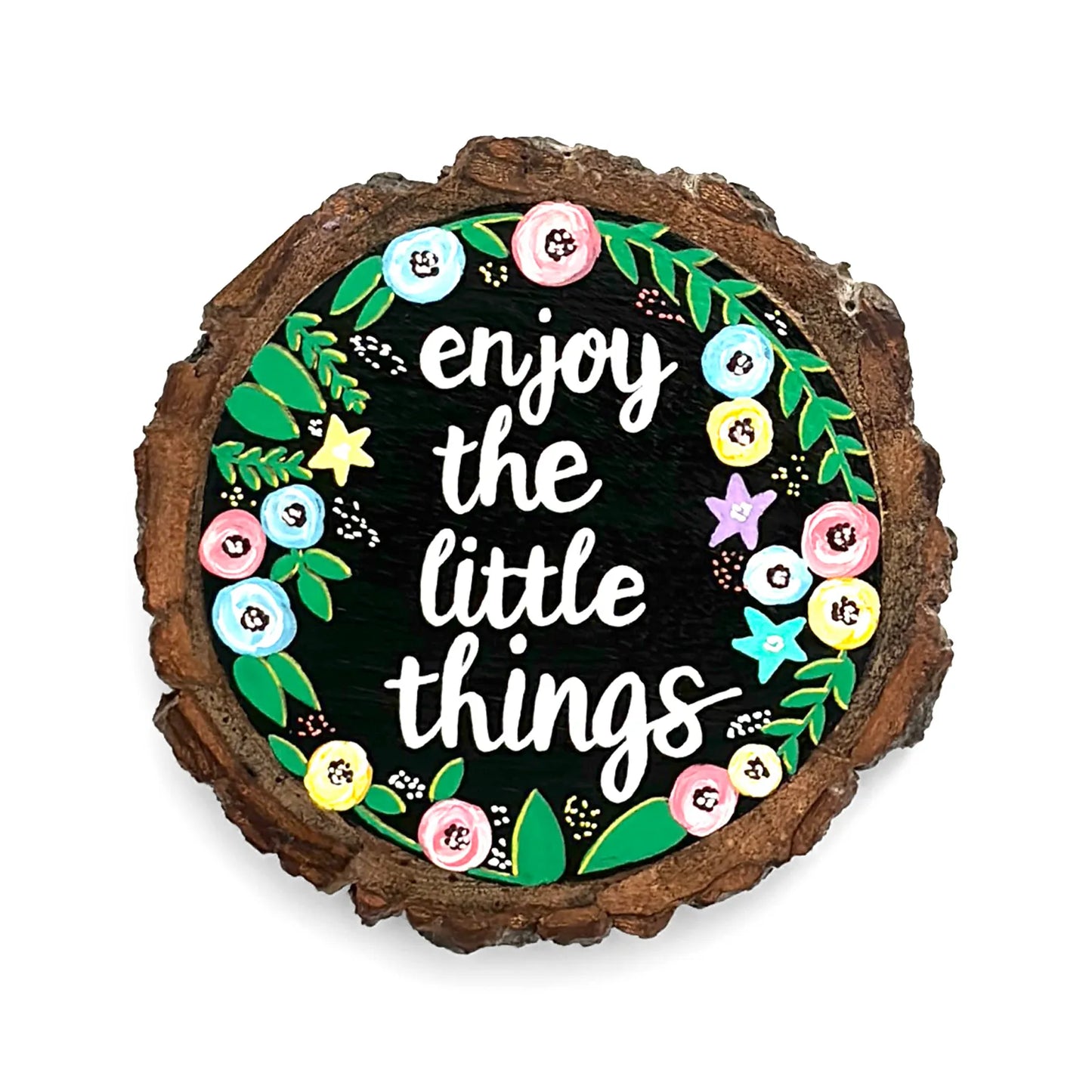 Enjoy The Little Things Hand-Painted Wooden Coaster