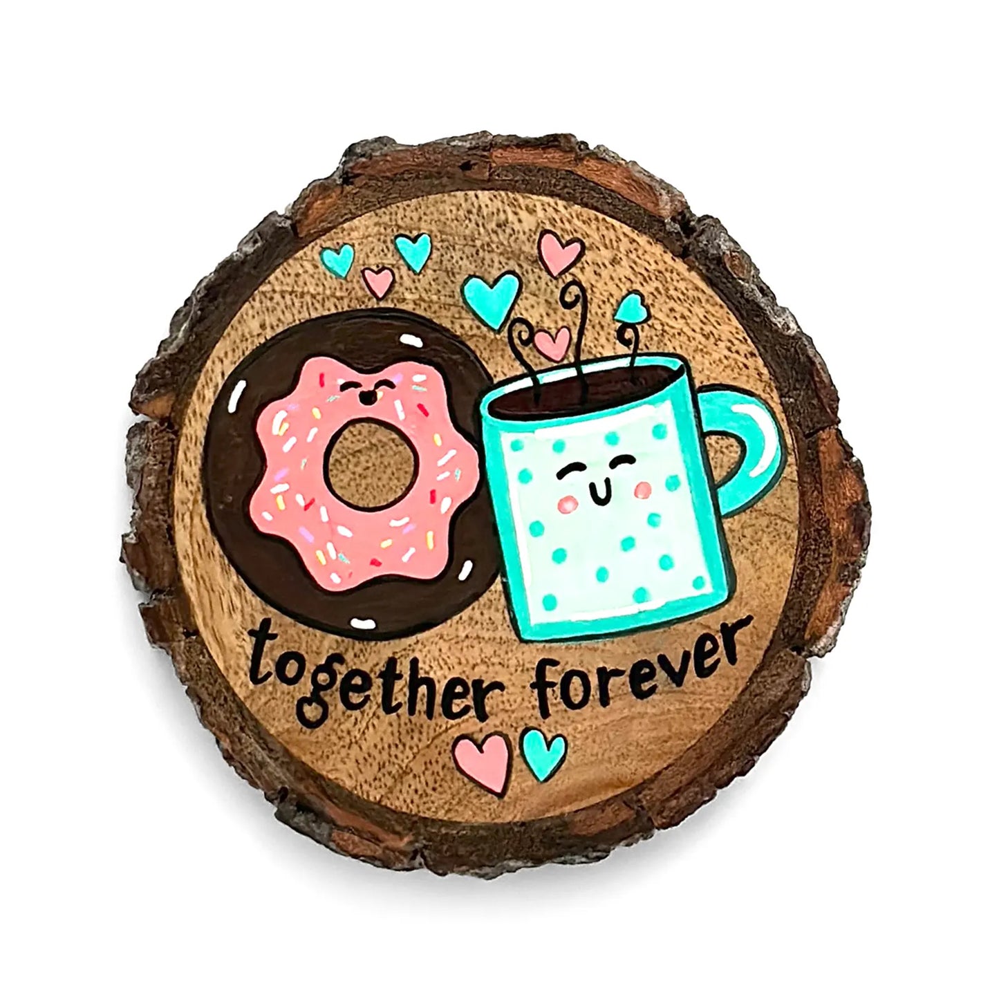 Together Forever Hand-Painted Wooden Coaster
