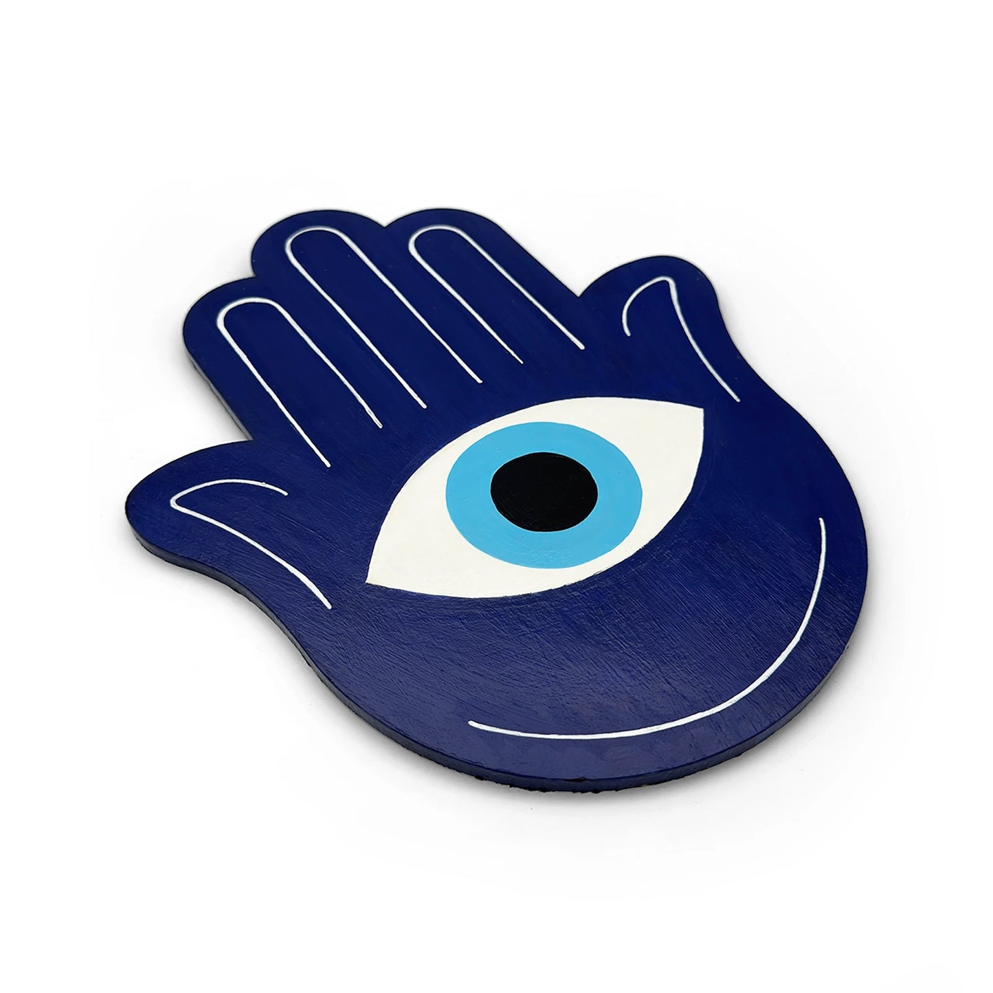 Hamsa Hand Evil Eye Hand-Painted Wooden Wall Hanging