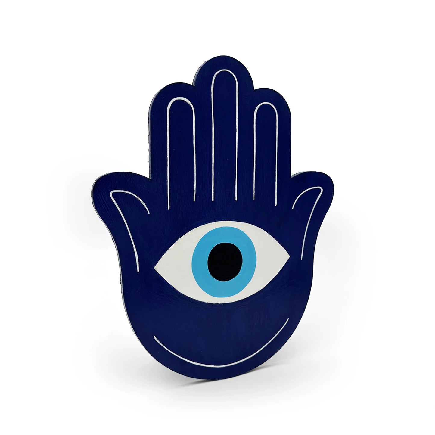 Hamsa Hand Evil Eye Hand-Painted Wooden Wall Hanging