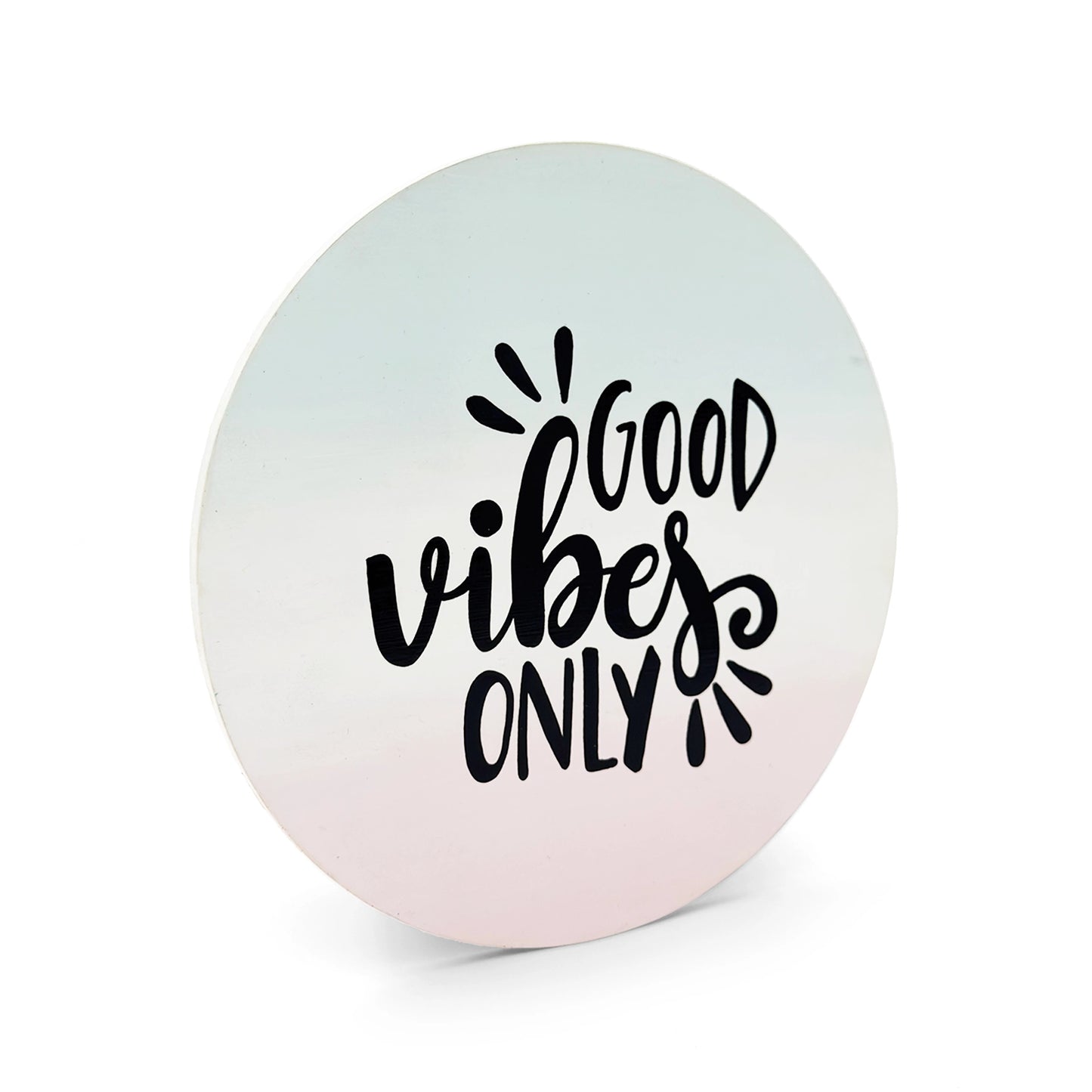 Good Vibes Only Hand-Painted Wooden Wall Hanging In Pastel Shades
