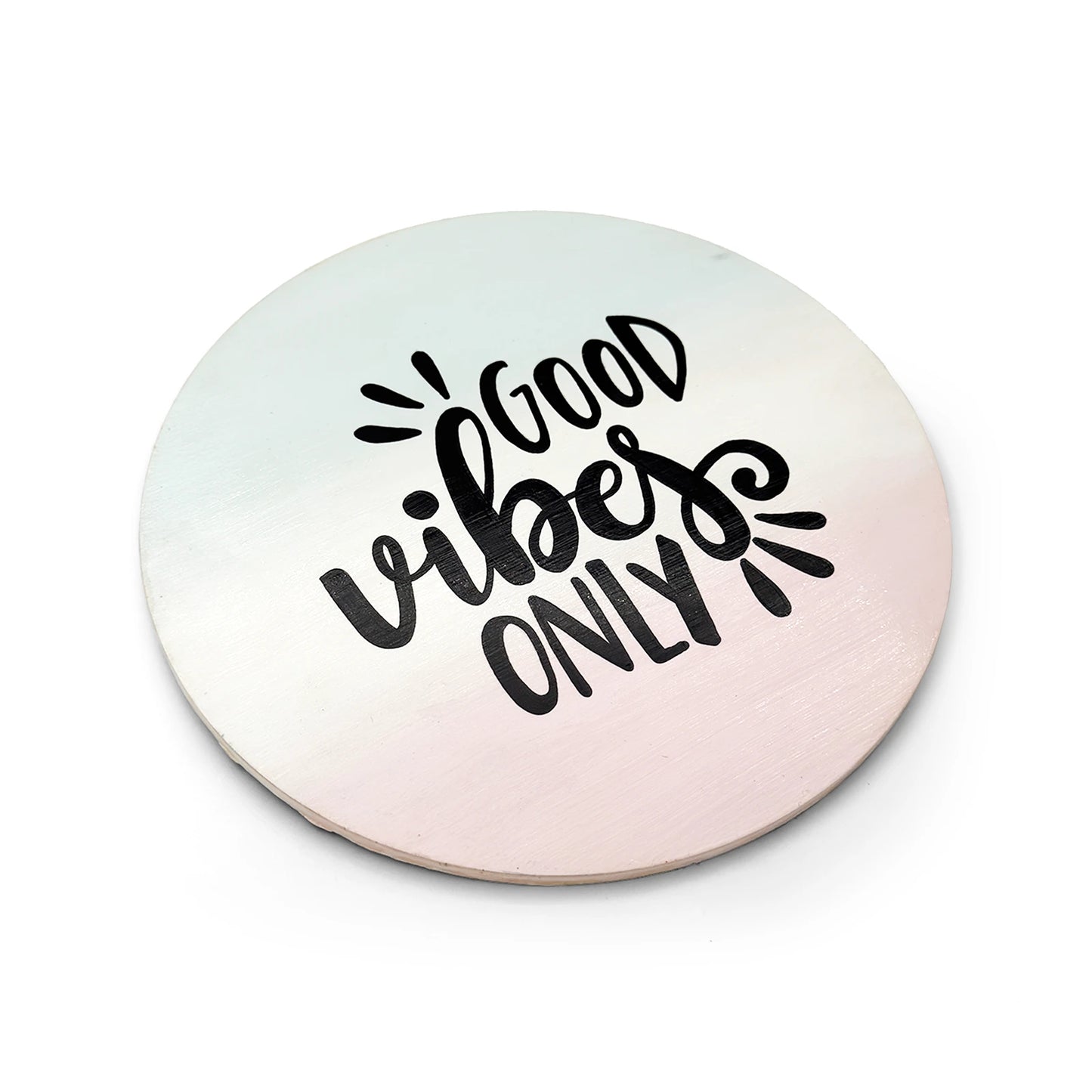 Good Vibes Only Hand-Painted Wooden Wall Hanging In Pastel Shades