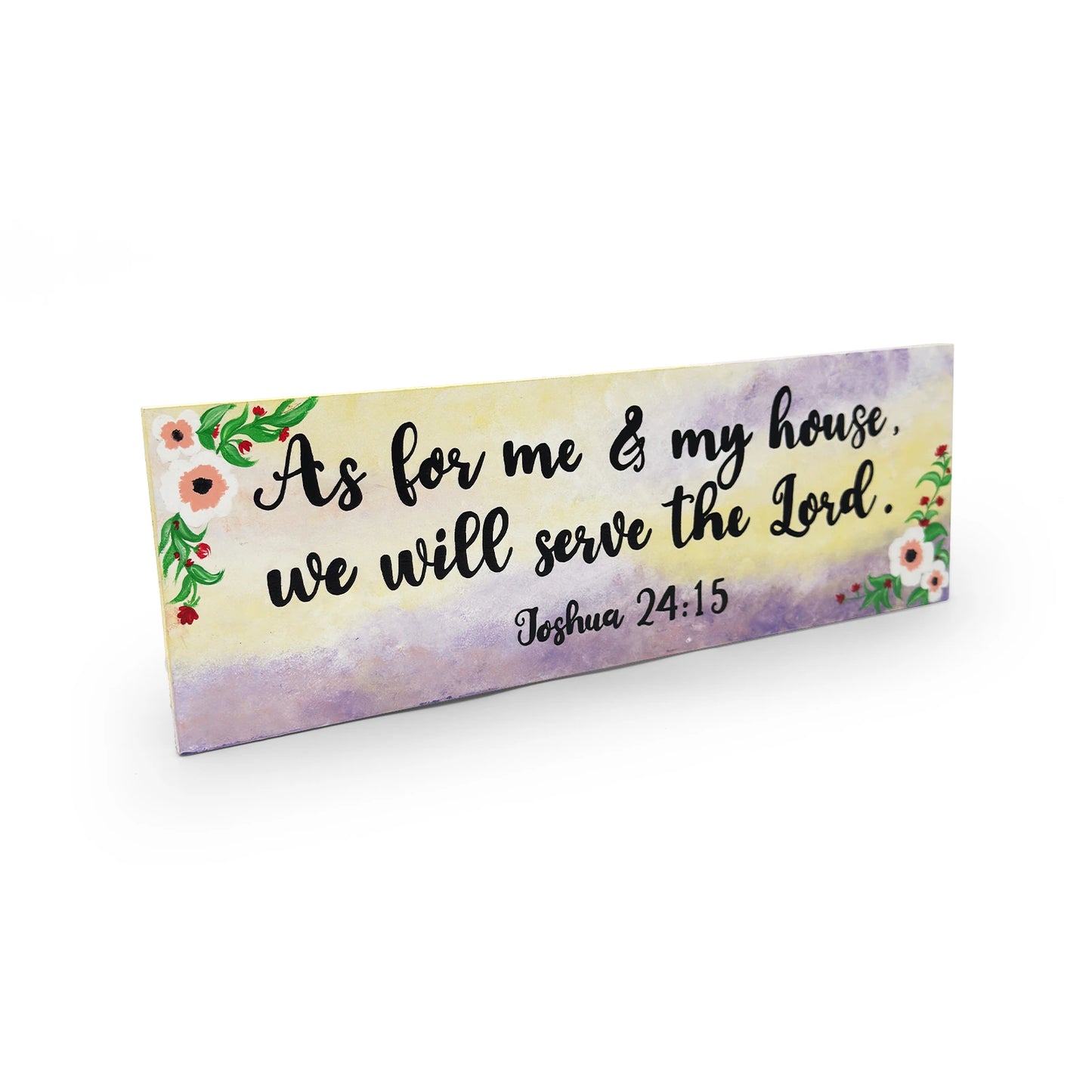 Joshua 24:15 Hand-Painted Wooden Wall Hanging