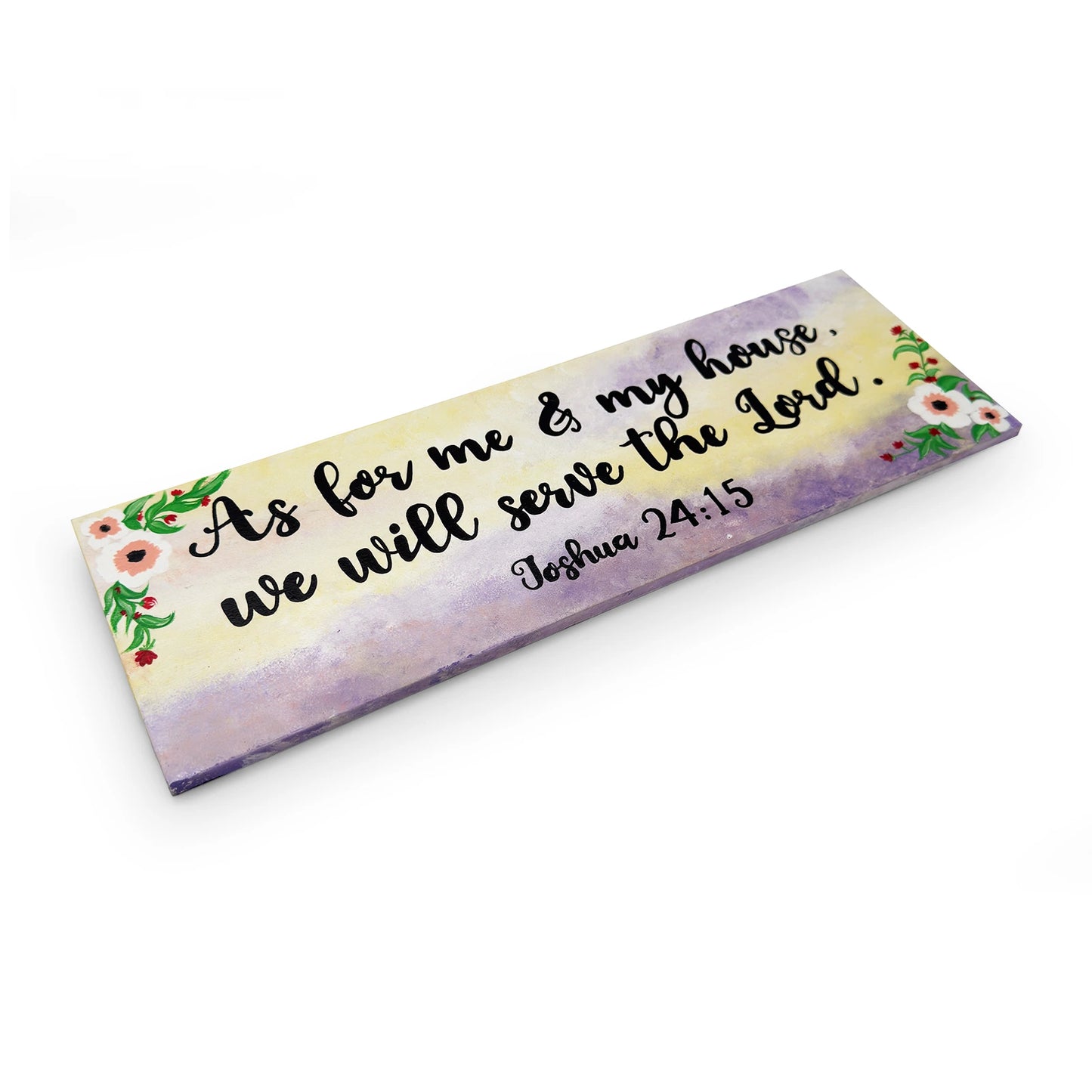 Joshua 24:15 Hand-Painted Wooden Wall Hanging