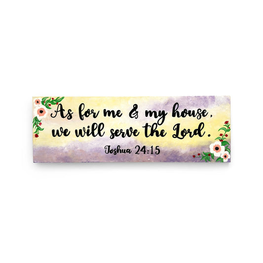 Joshua 24:15 Hand-Painted Wooden Wall Hanging