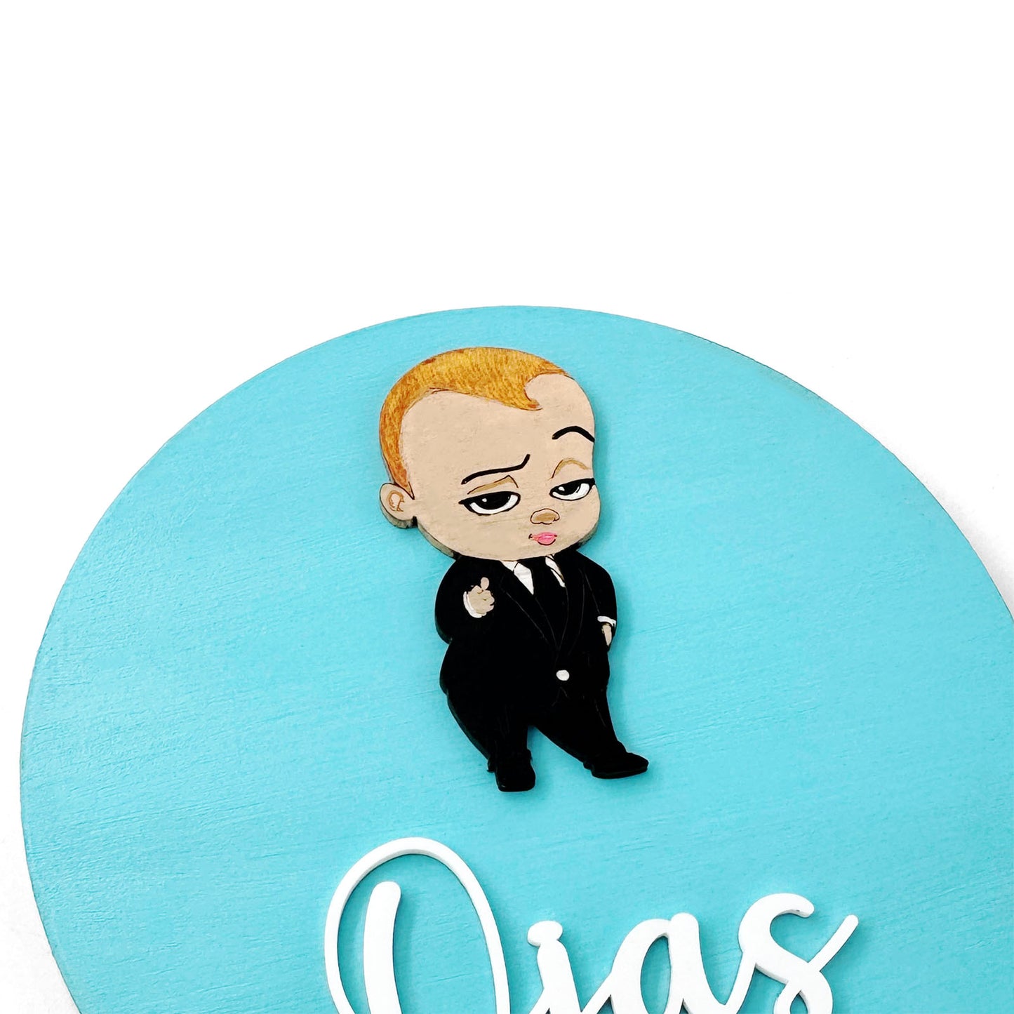 The Boss Baby Themed Hand-Painted Wooden Name Plate For Kids