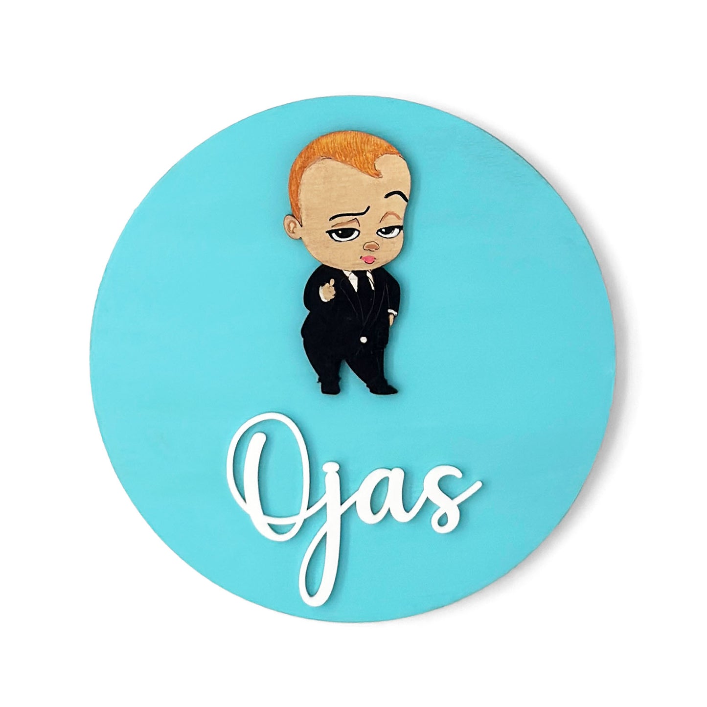 The Boss Baby Themed Hand-Painted Wooden Name Plate For Kids