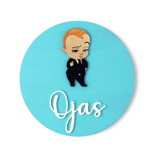The Boss Baby Themed Hand-Painted Wooden Name Plate For Kids