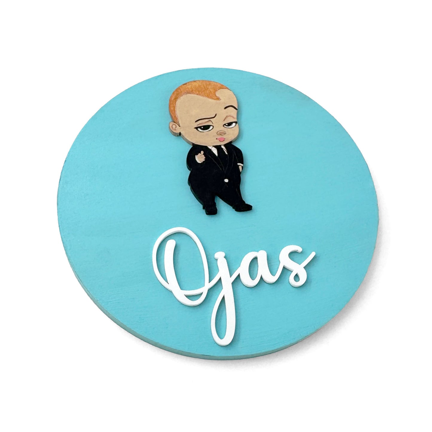 The Boss Baby Themed Hand-Painted Wooden Name Plate For Kids