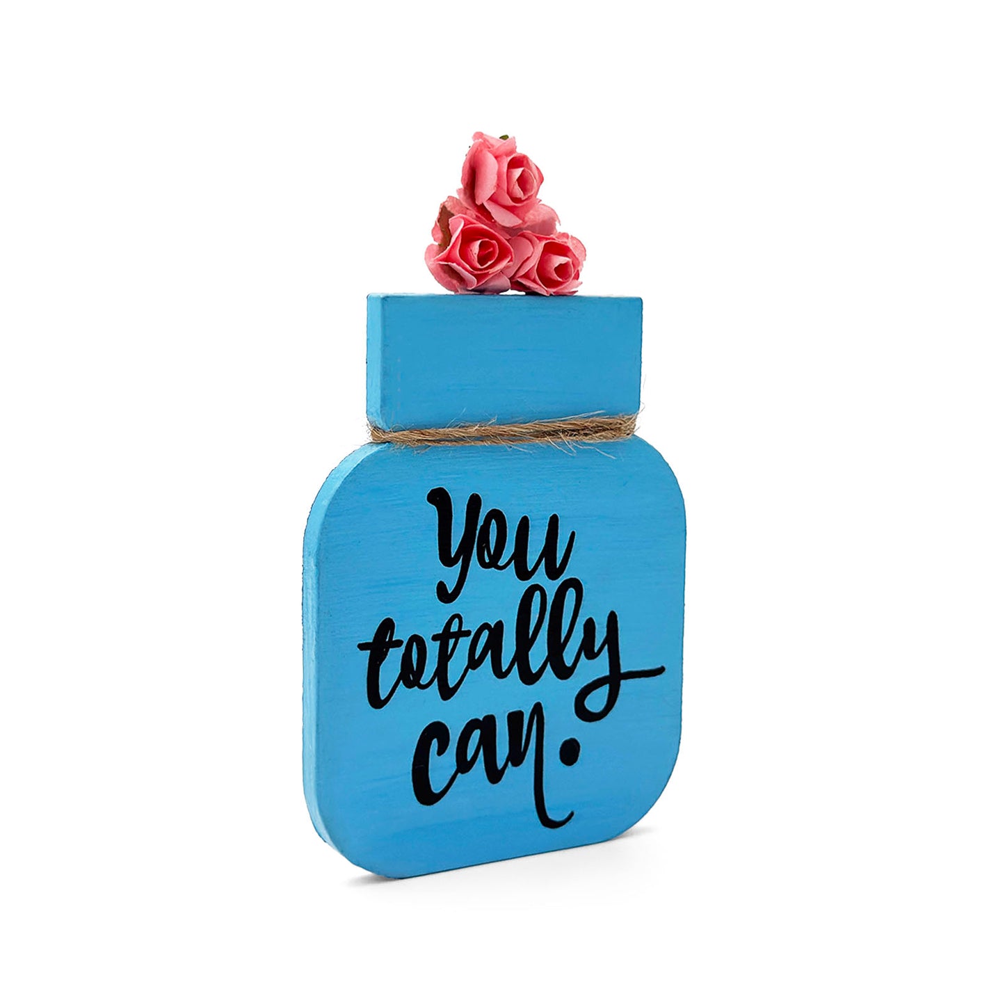 You Totally Can Hand-Painted Wooden Mason Jar Fridge Magnet - Light Blue