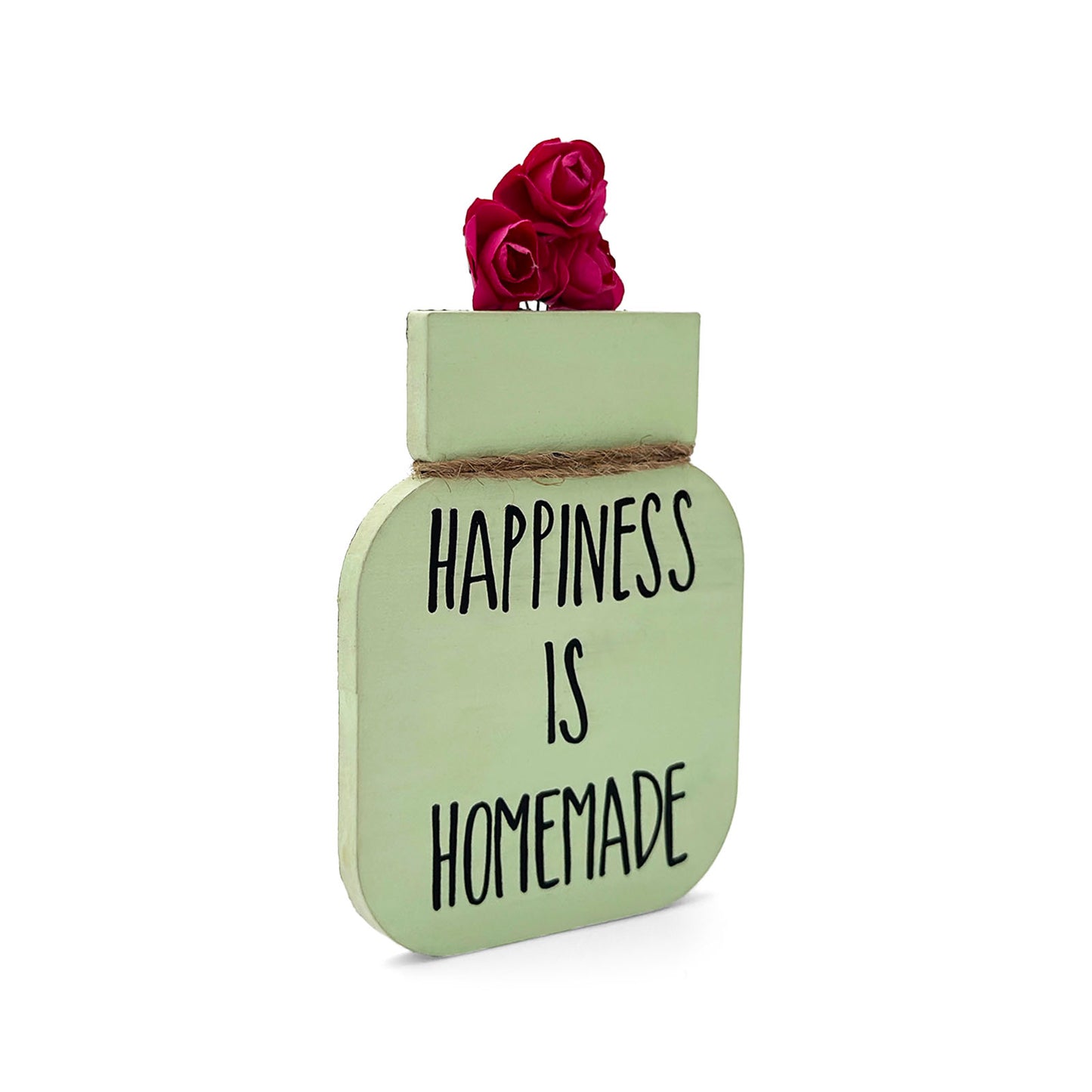 Happiness Is Homemade Hand-Painted Wooden Mason Jar Fridge Magnet - Pastel Green