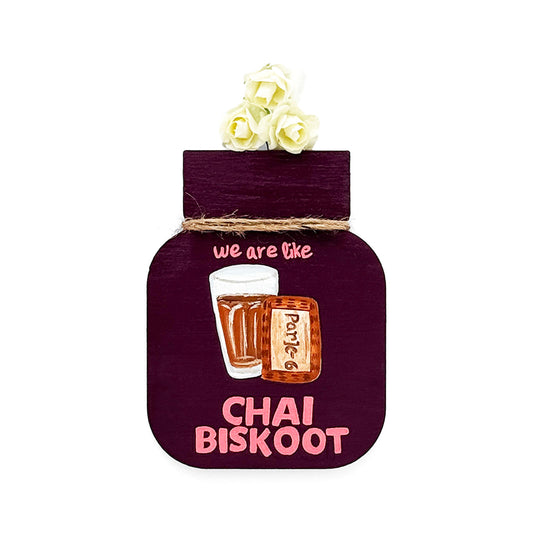 We Are Like Chai Biskoot Hand-Painted Wooden Mason Jar Fridge Magnet - Plum