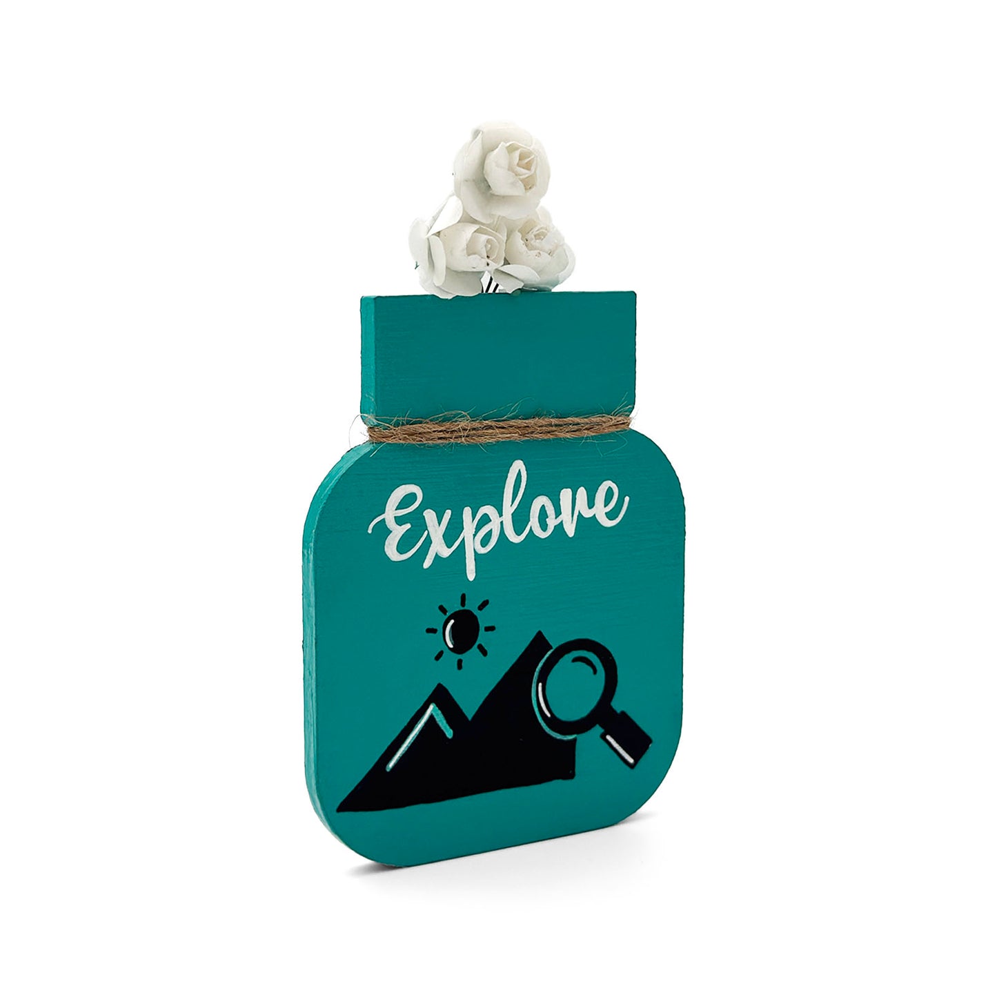 Explore Hand-Painted Wooden Mason Jar Fridge Magnet - Teal