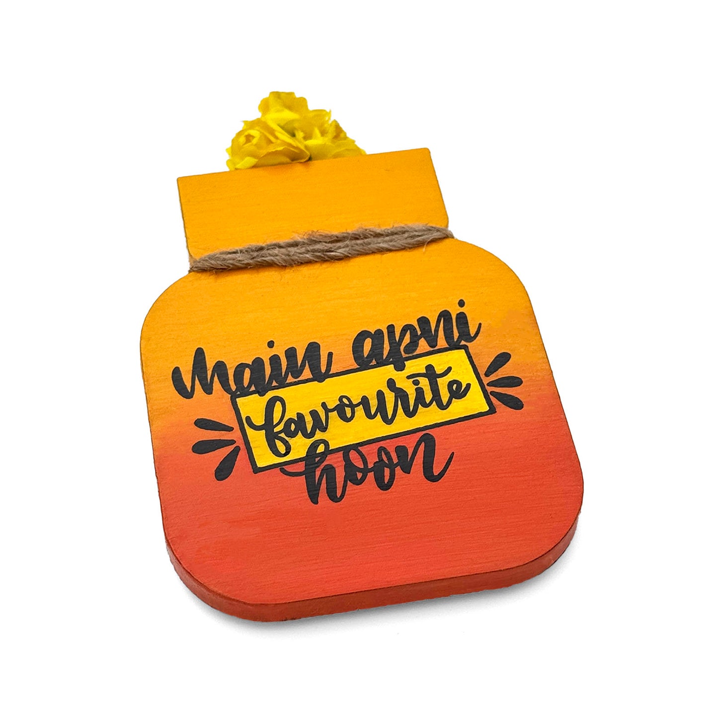 Mein Apni Favourite Hoon Hand-Painted Wooden Mason Jar Fridge Magnet - Multicolor
