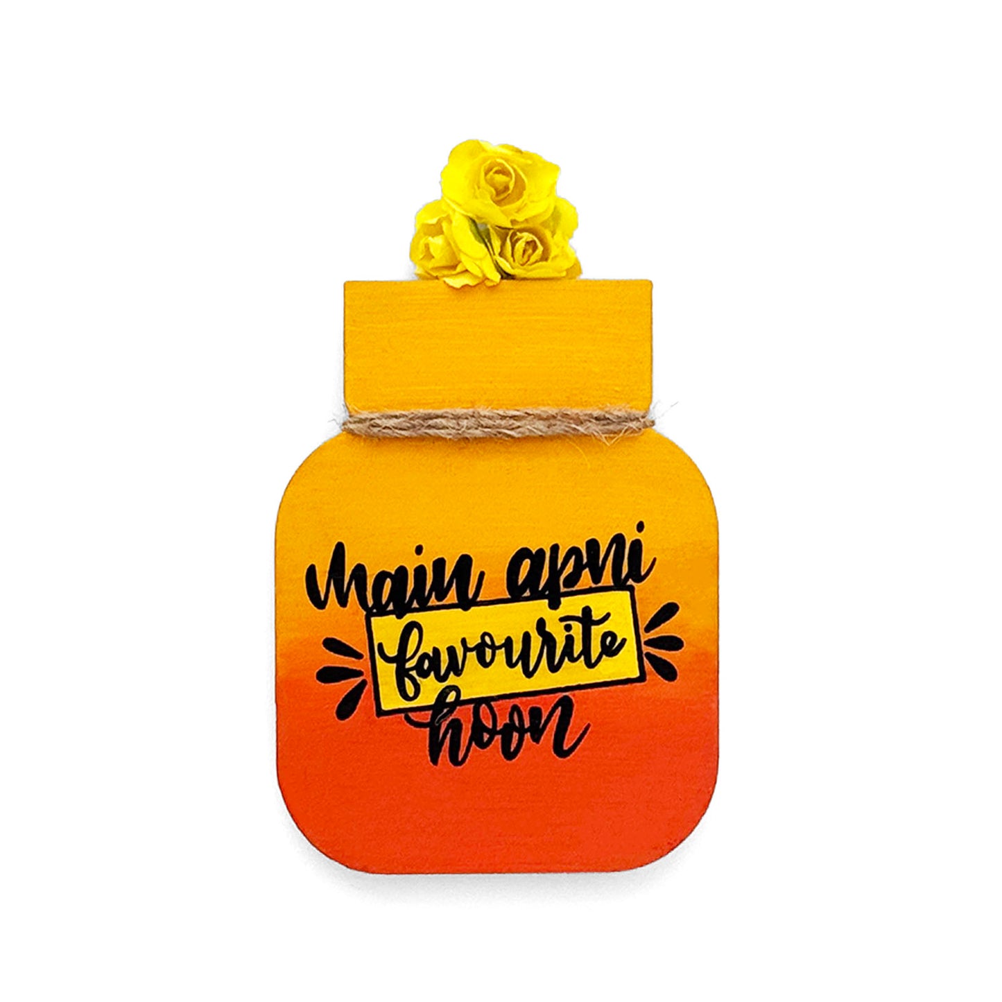 Mein Apni Favourite Hoon Hand-Painted Wooden Mason Jar Fridge Magnet - Multicolor