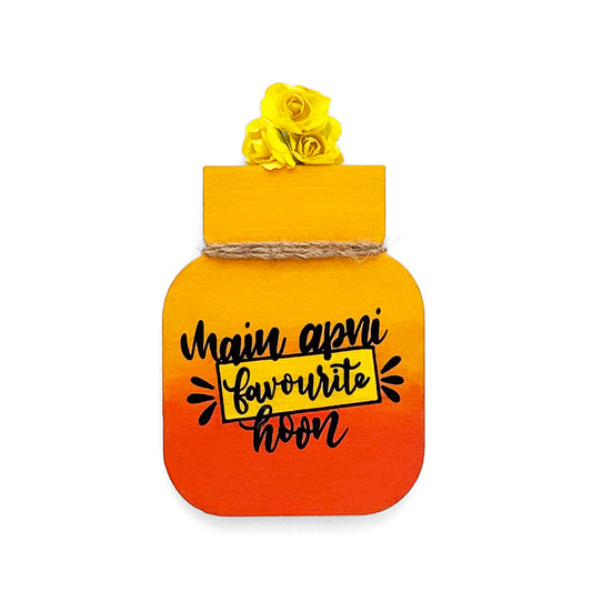 Mein Apni Favourite Hoon Hand-Painted Wooden Mason Jar Fridge Magnet - Multicolor