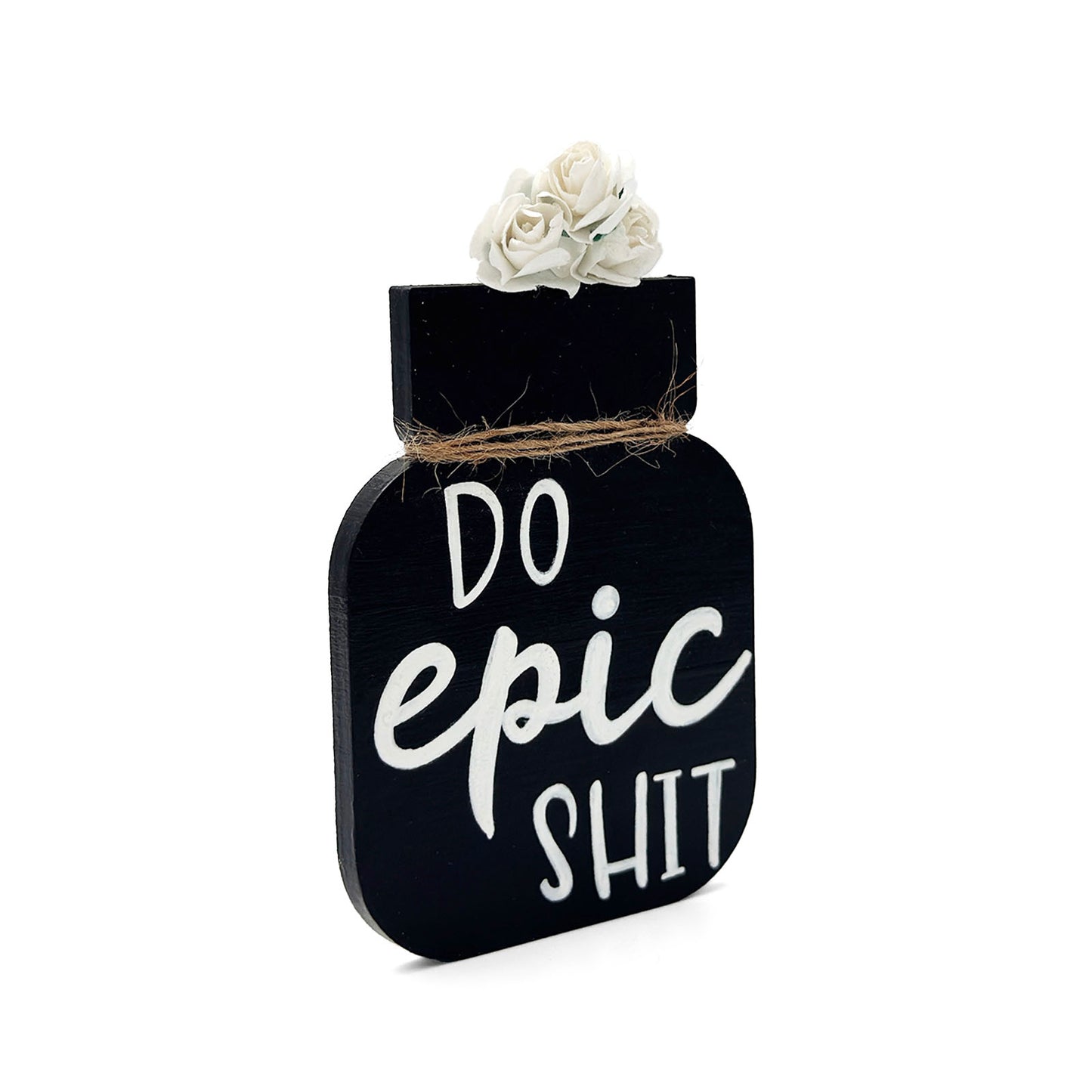 Do Epic Shit Hand-Painted Wooden Mason Jar Fridge Magnet - Black