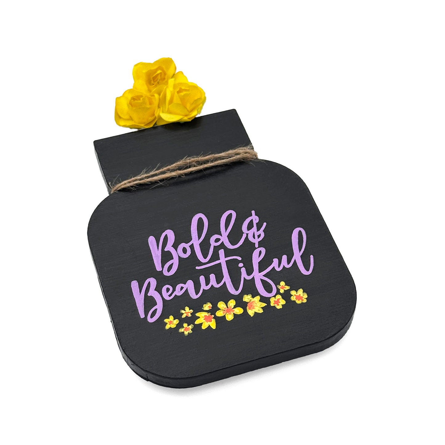 Bold & Beautiful Hand-Painted Wooden Mason Jar Fridge Magnet - Black