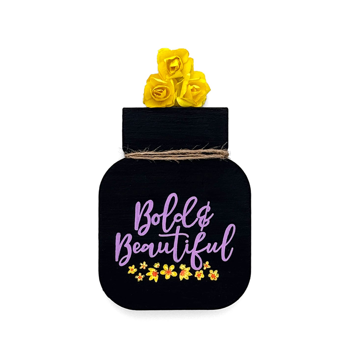 Bold & Beautiful Hand-Painted Wooden Mason Jar Fridge Magnet - Black