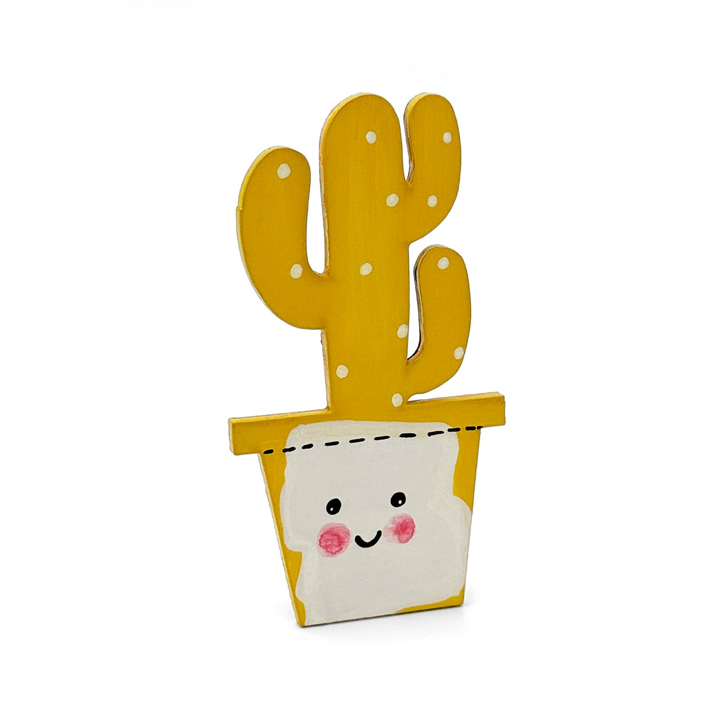 Hand-Painted Wooden Cactus Fridge Magnet - Design 2