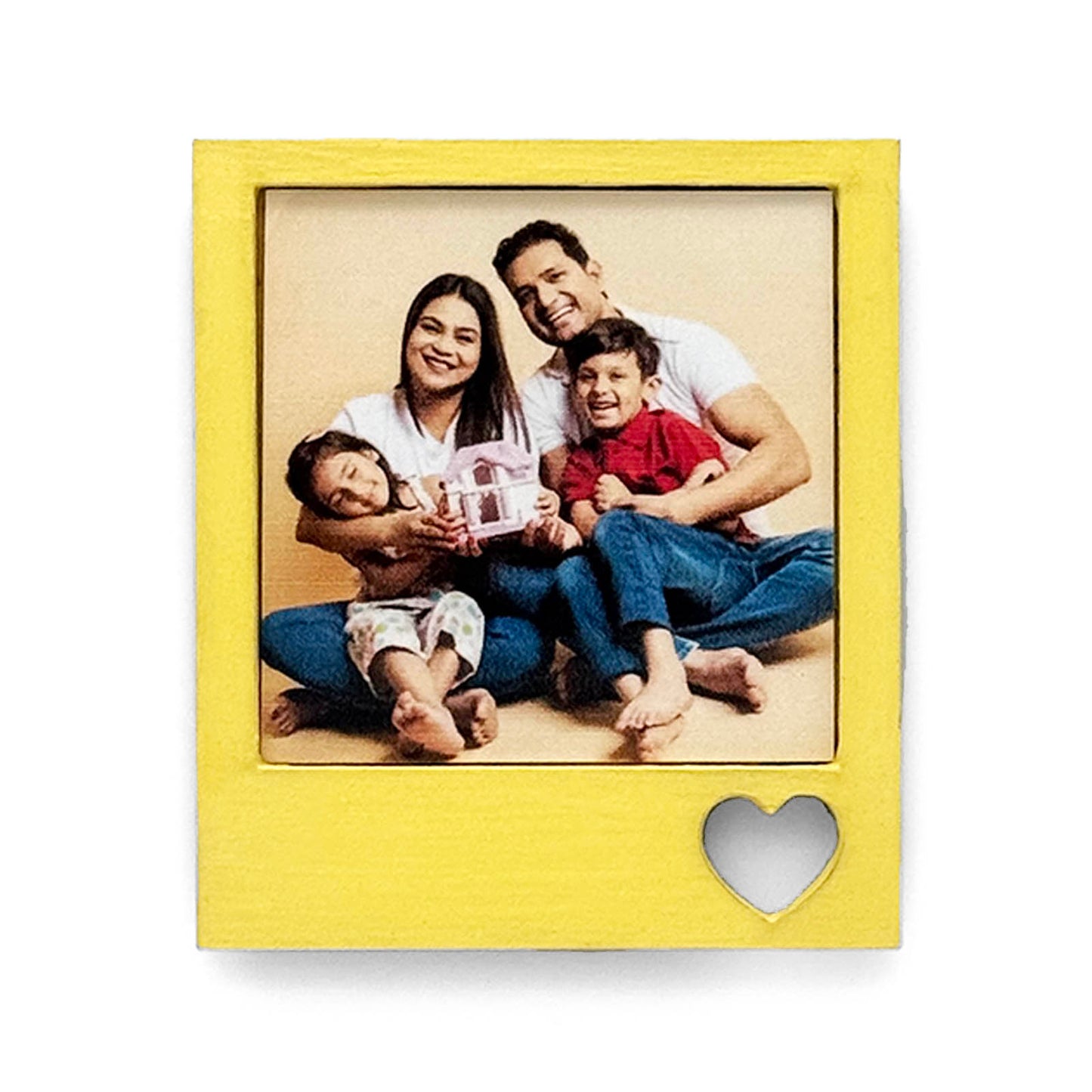 Hand-Painted Wooden Photo Frame Fridge Magnet - Yellow