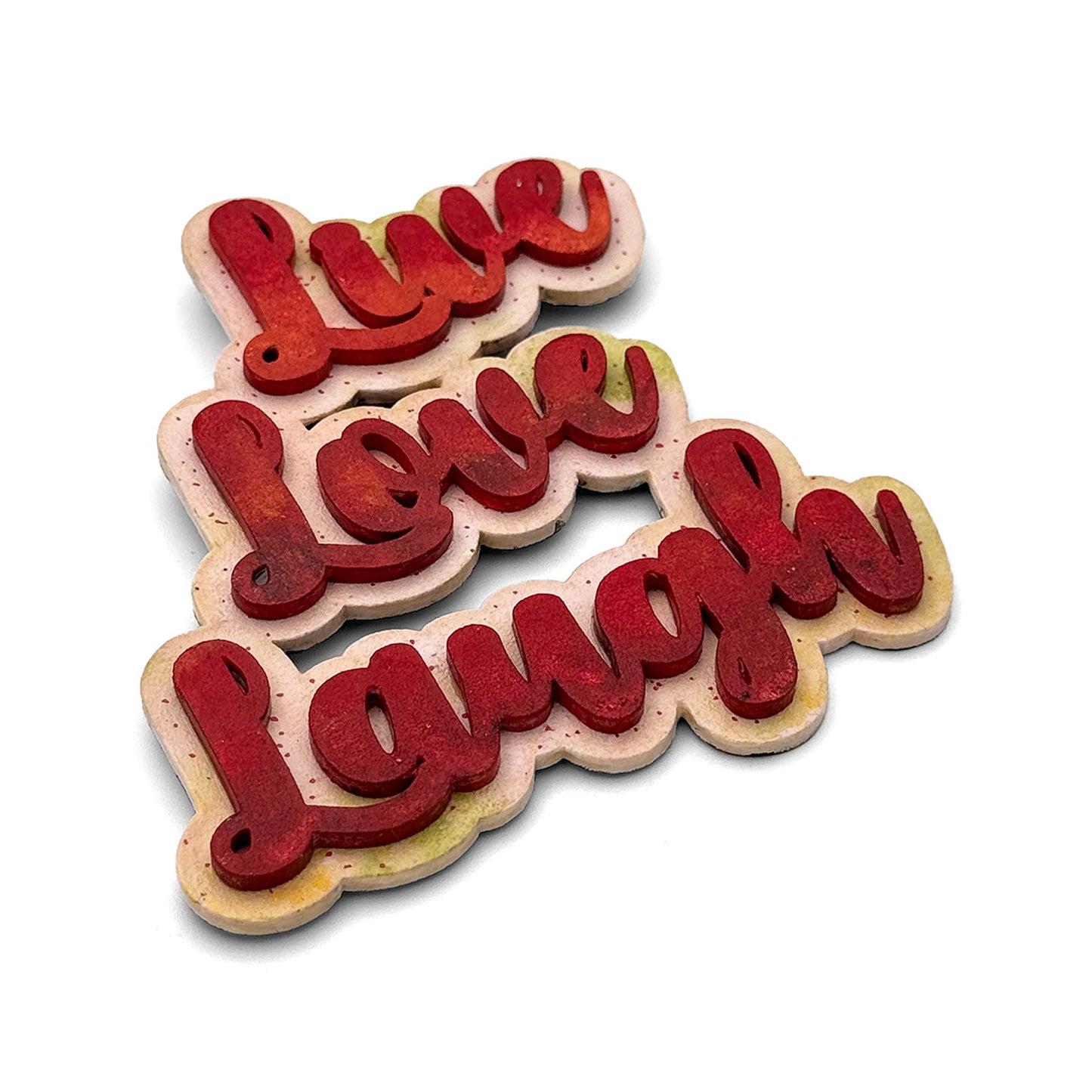 Live Love Laugh Hand-Painted Wooden Double Layered Fridge Magnet