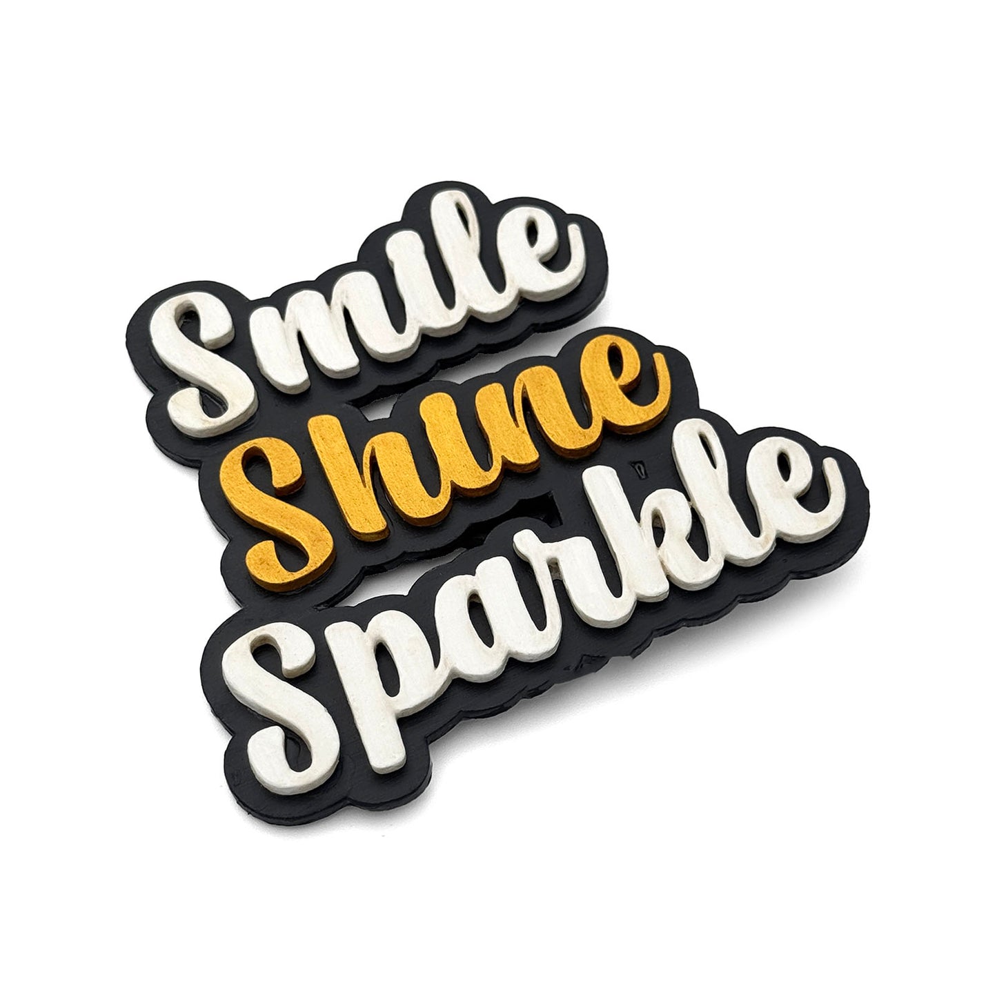 Smile Sparkle Shine Hand-Painted Wooden Double Layered Fridge Magnet