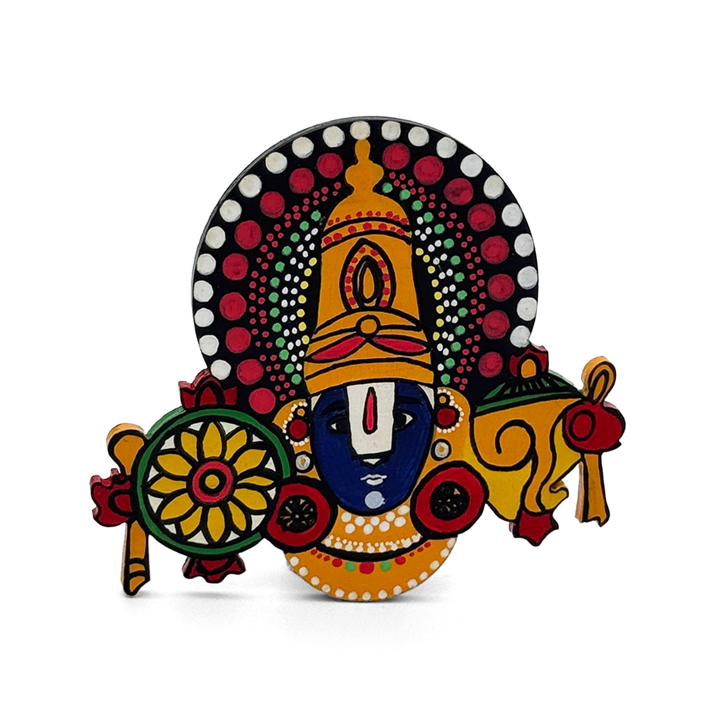 Tirupati Balaji Hand-Painted Wooden Fridge Magnet