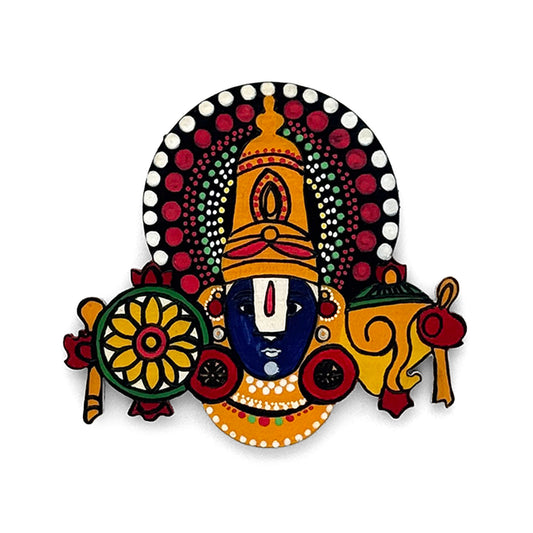 Tirupati Balaji Hand-Painted Wooden Fridge Magnet