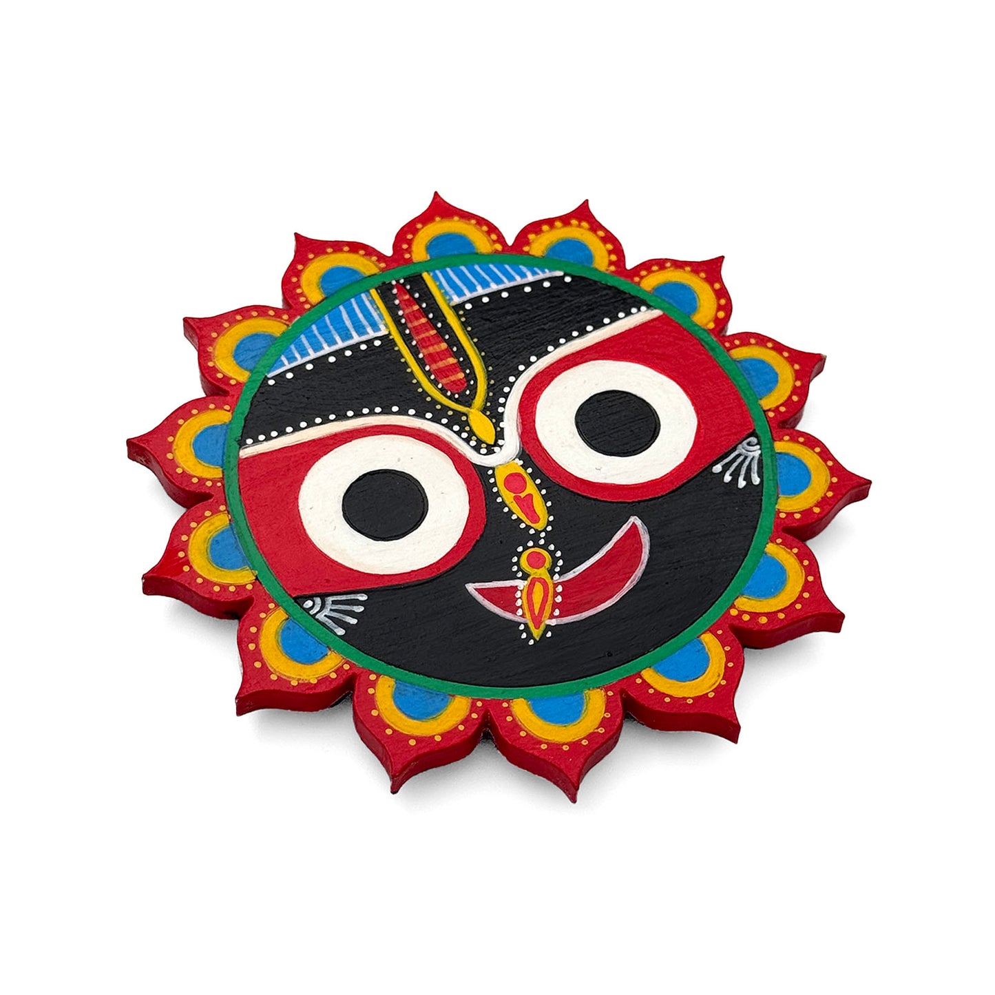 Lord Jagannath Face Hand-Painted Wooden Fridge Magnet