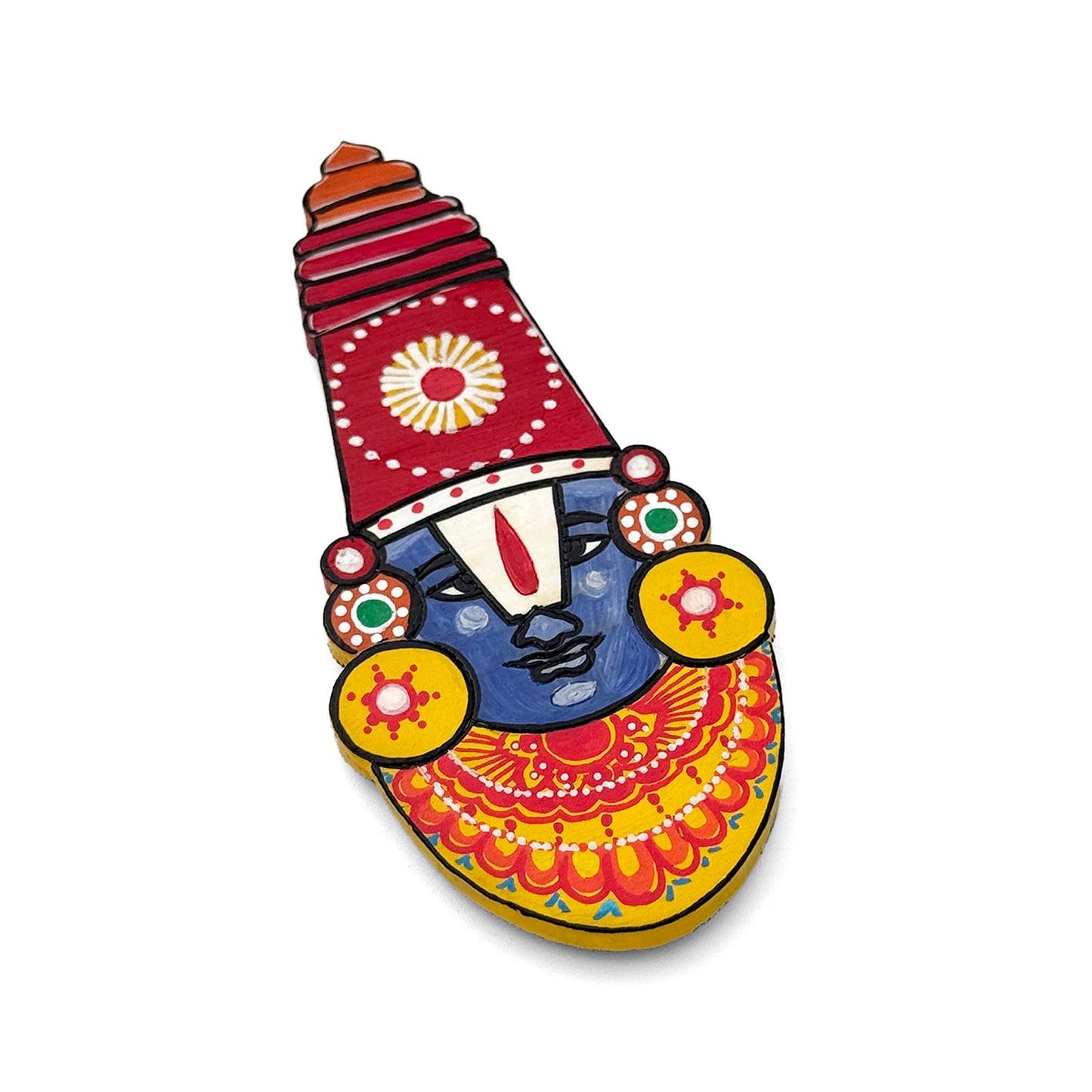 Tirupati Venkateswara Swamy Hand-Painted Wooden Fridge Magnet