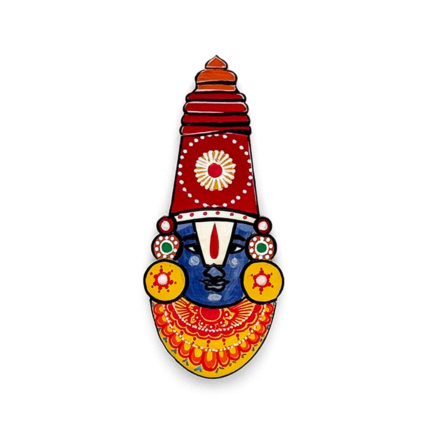 Tirupati Venkateswara Swamy Hand-Painted Wooden Fridge Magnet