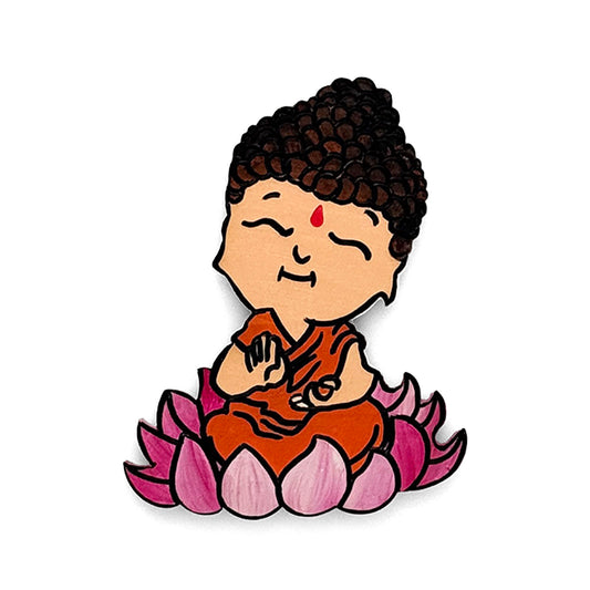 Baby Buddha Hand-Painted Wooden Fridge Magnet