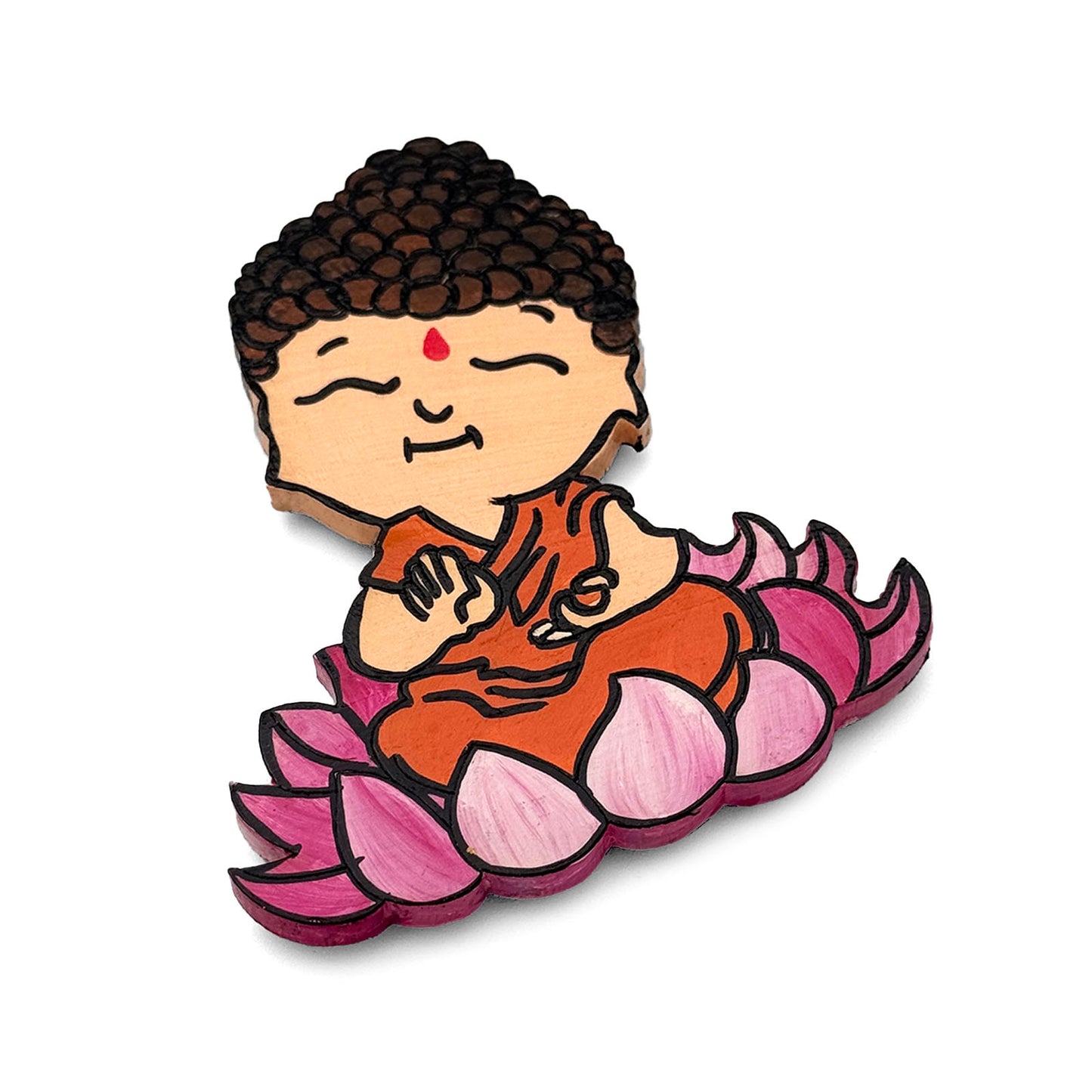 Baby Buddha Hand-Painted Wooden Fridge Magnet