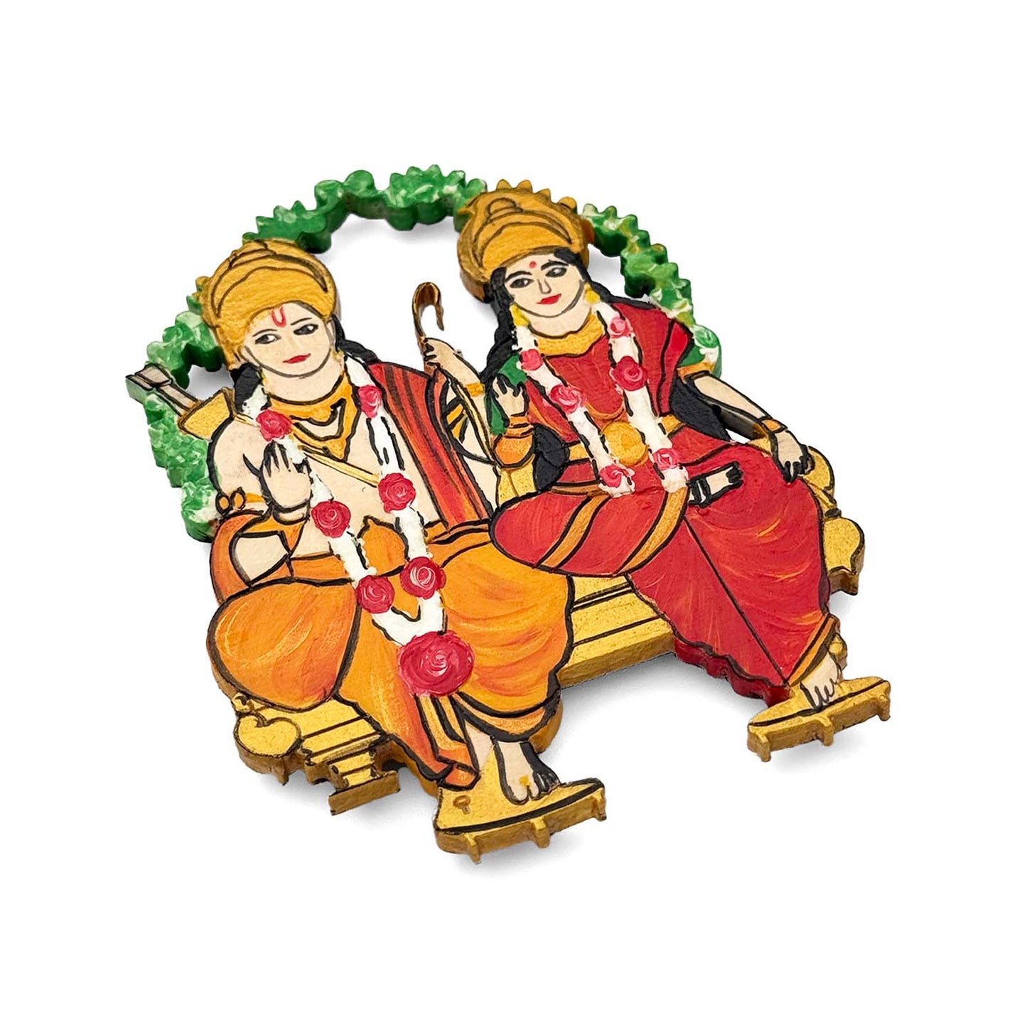 Ram Sita Hand-Painted Wooden Fridge Magnet