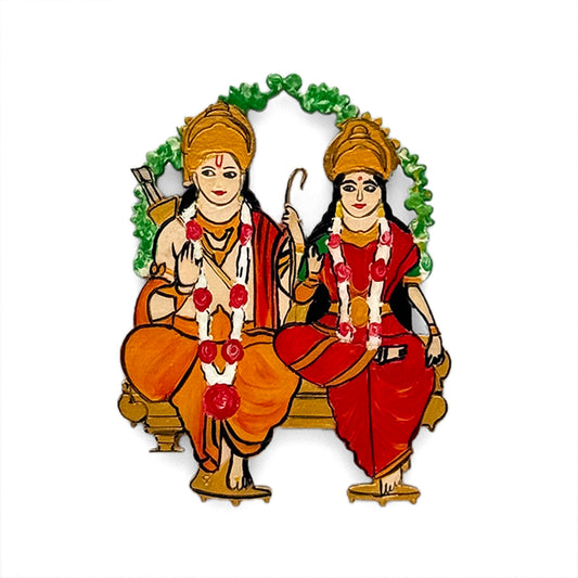 Ram Sita Hand-Painted Wooden Fridge Magnet