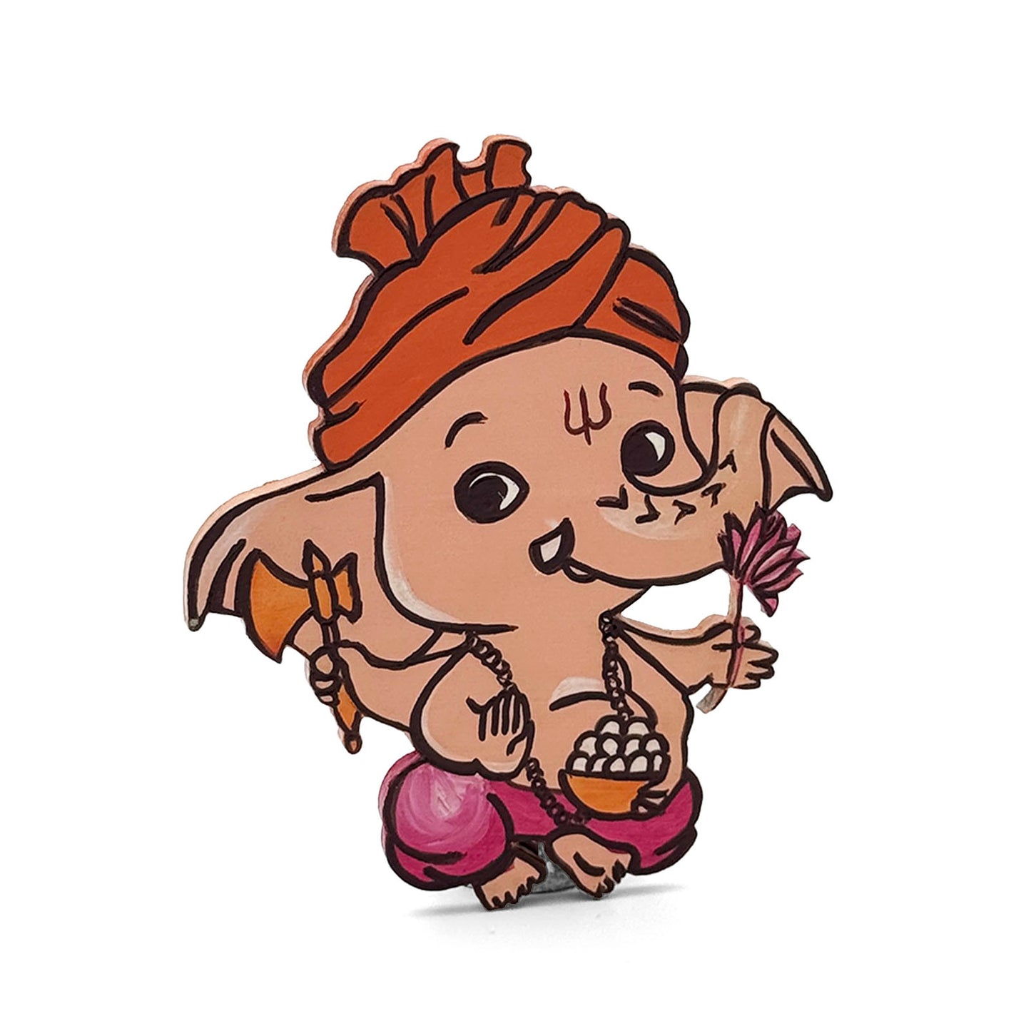 Little Ganesha Hand-Painted Wooden Fridge Magnet