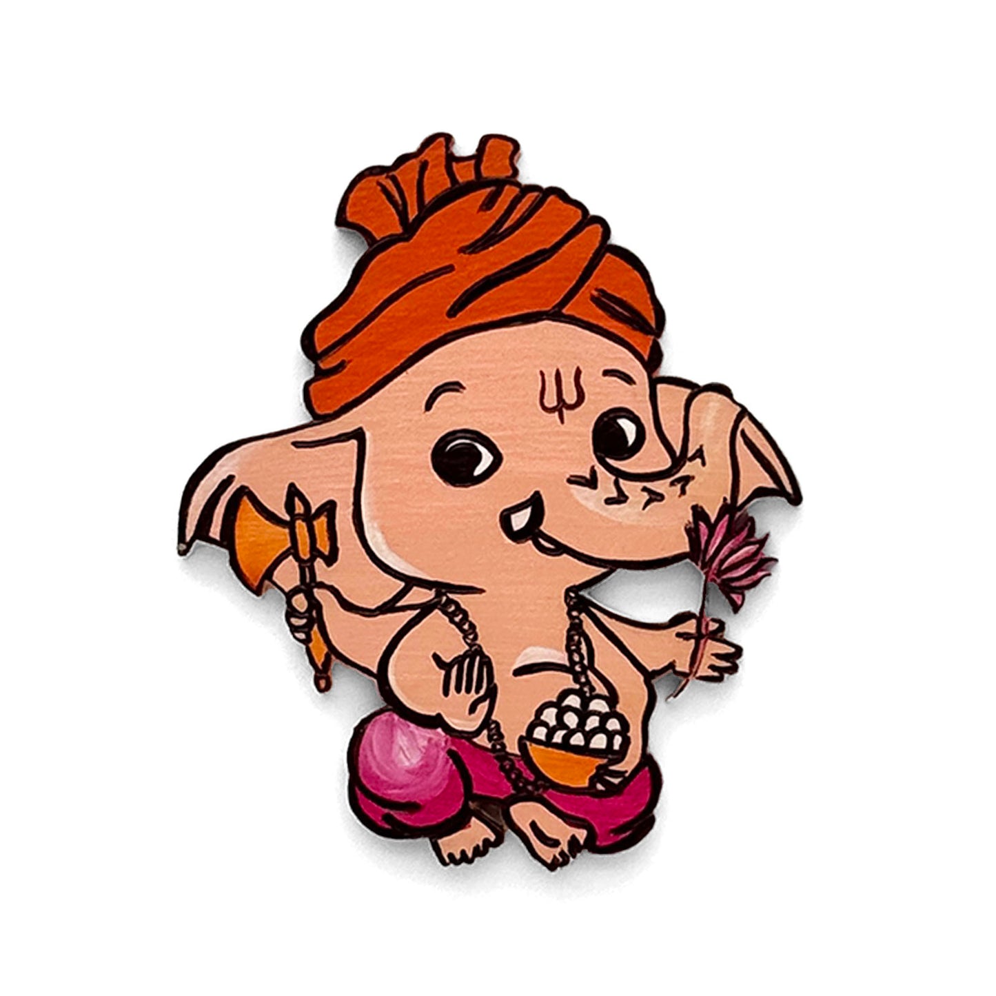 Little Ganesha Hand-Painted Wooden Fridge Magnet
