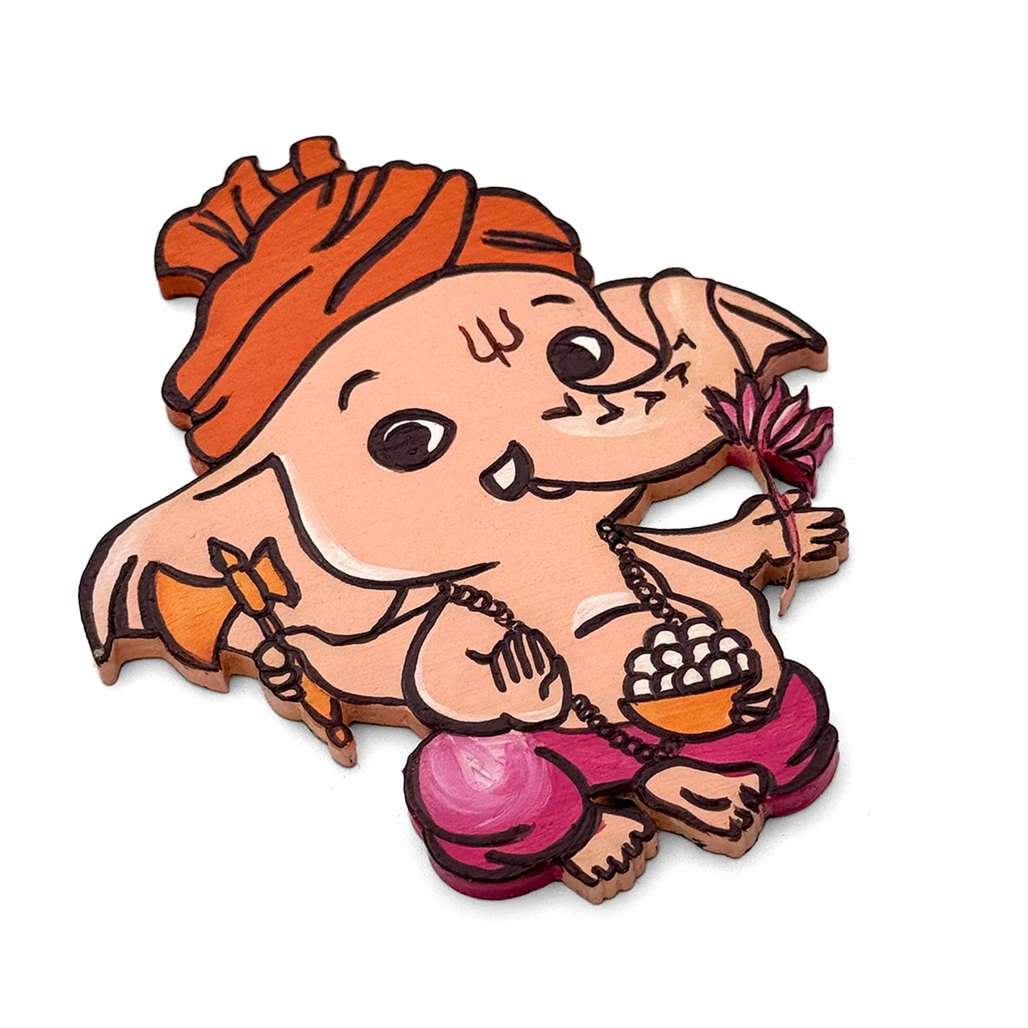 Little Ganesha Hand-Painted Wooden Fridge Magnet