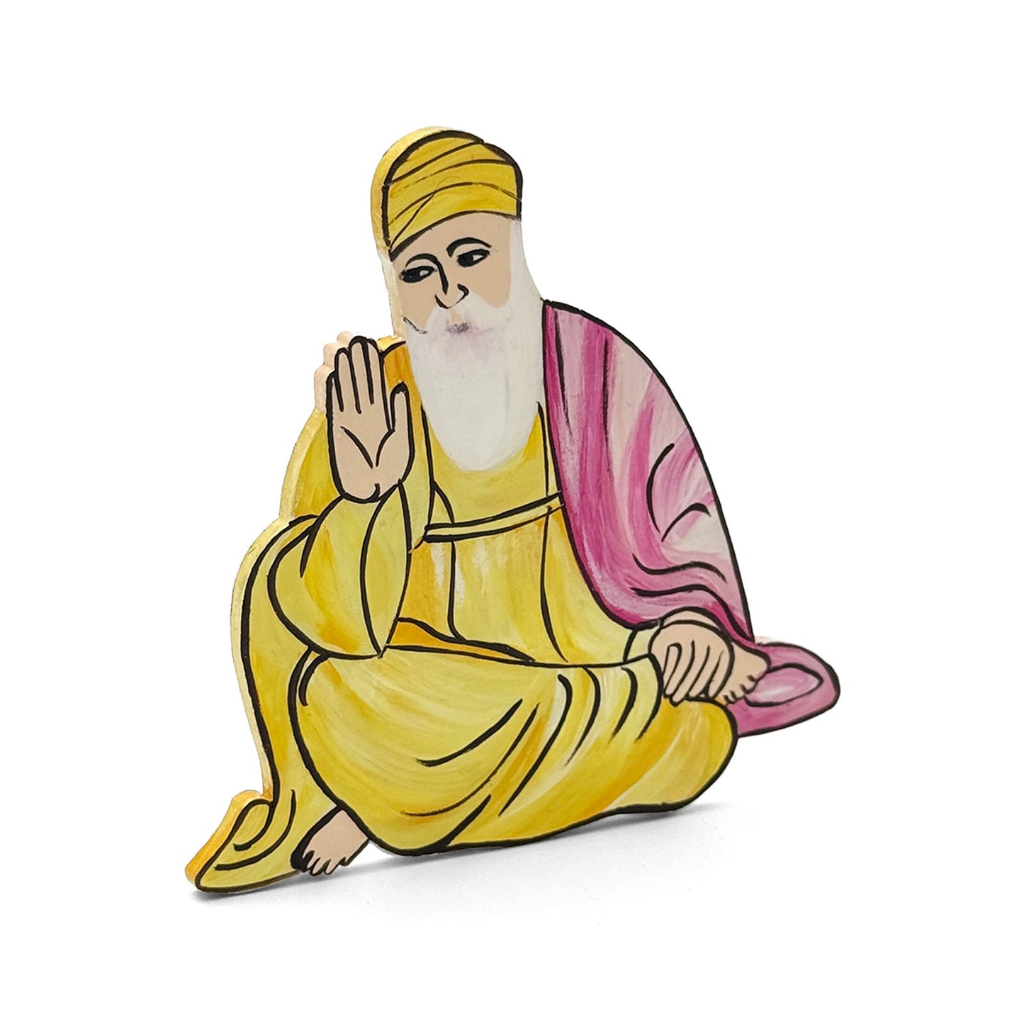 Waheguru Ji Hand-Painted Wooden Fridge Magnet