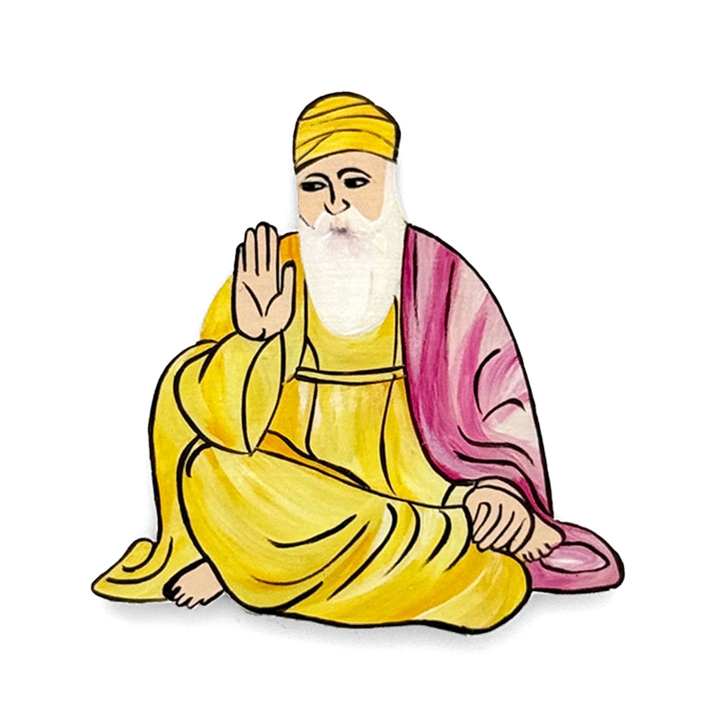 Waheguru Ji Hand-Painted Wooden Fridge Magnet