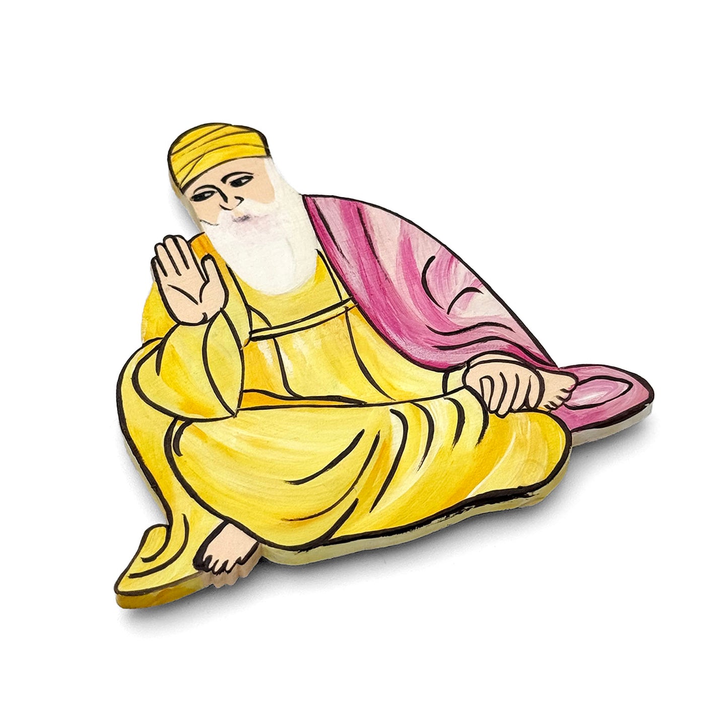 Waheguru Ji Hand-Painted Wooden Fridge Magnet