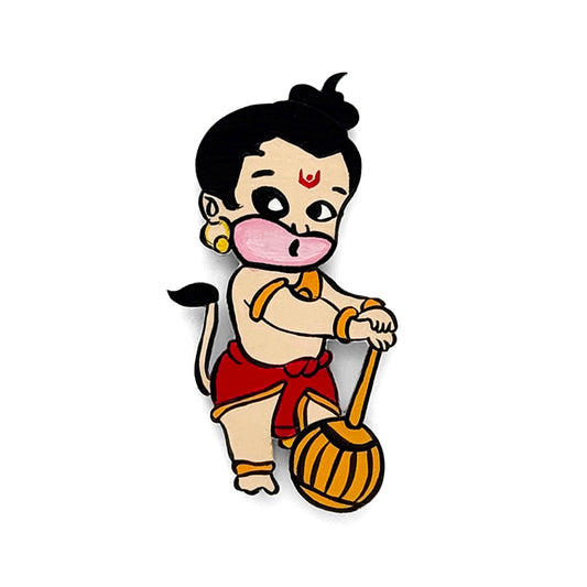 Hanuman Ji  Hand-Painted Wooden Fridge Magnet
