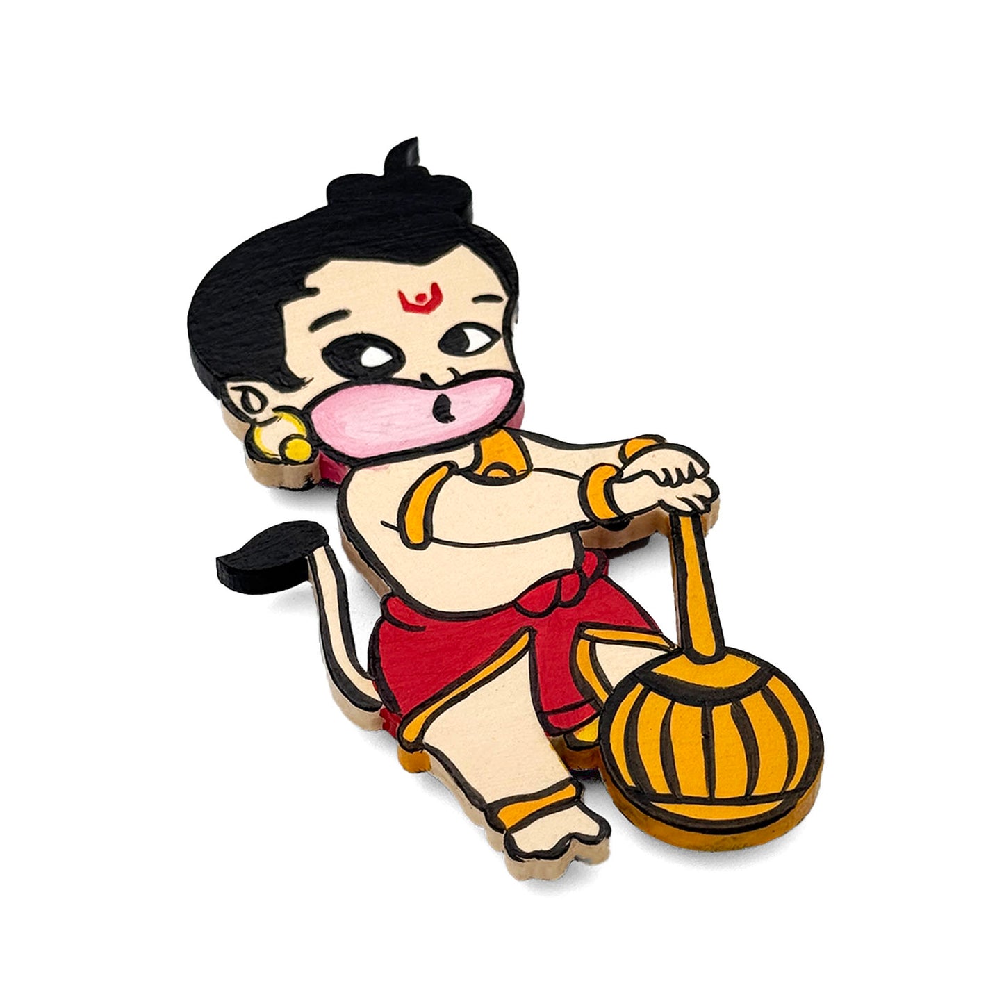 Hanuman Ji  Hand-Painted Wooden Fridge Magnet