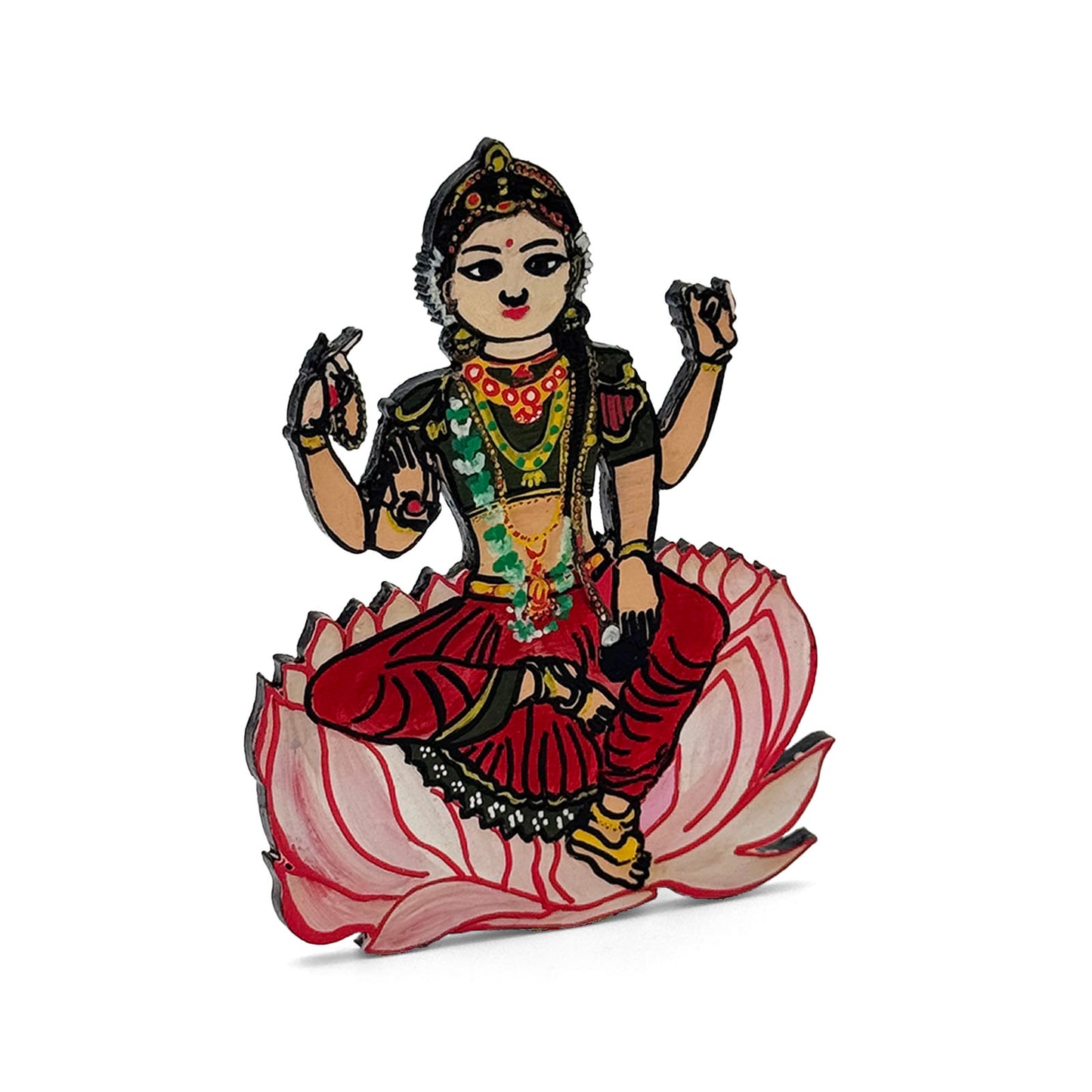 Laxmi Ji Hand-Painted Wooden Fridge Magnet
